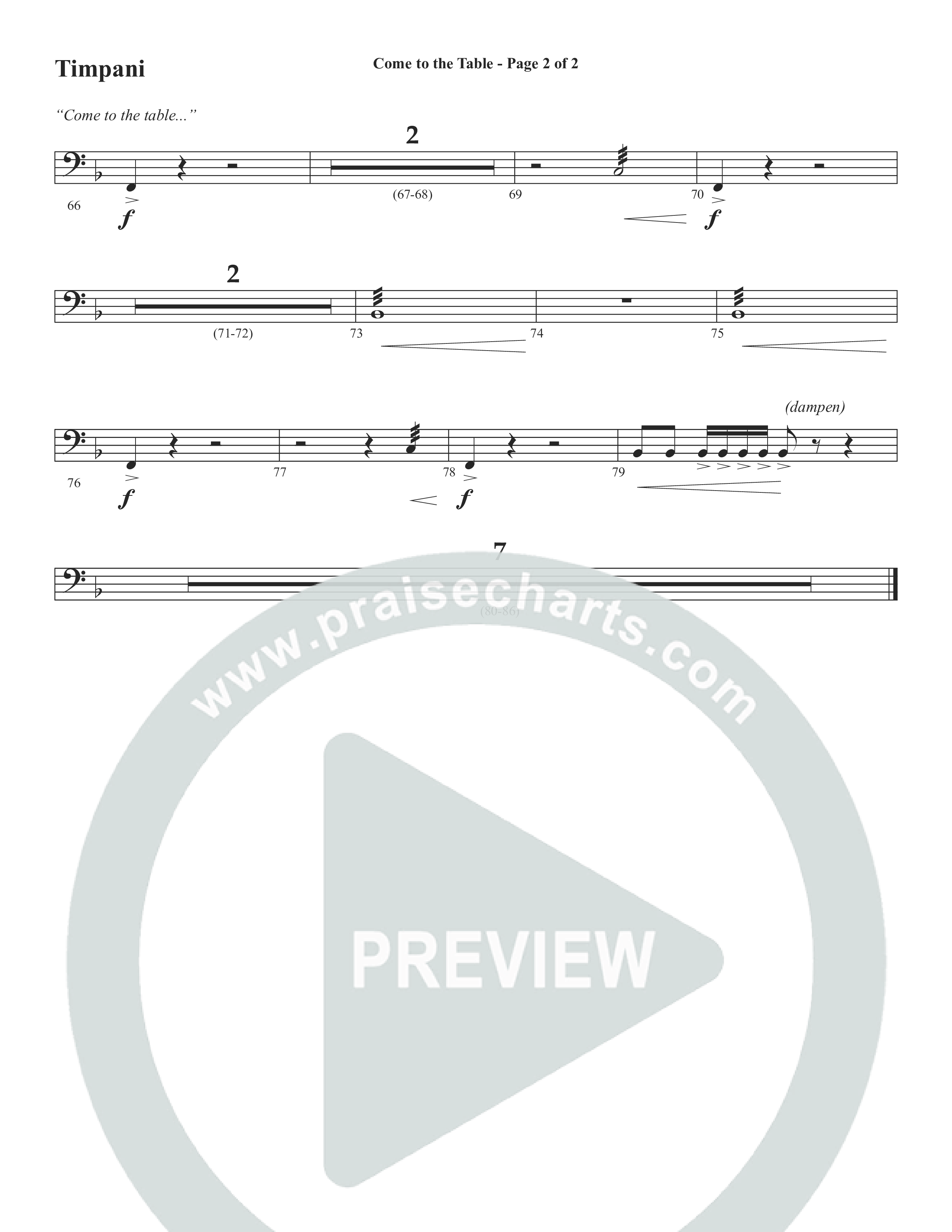 Come To The Table (Choral Anthem SATB) Timpani (Word Music Choral / Arr. David Wise / Orch. David Shipps)
