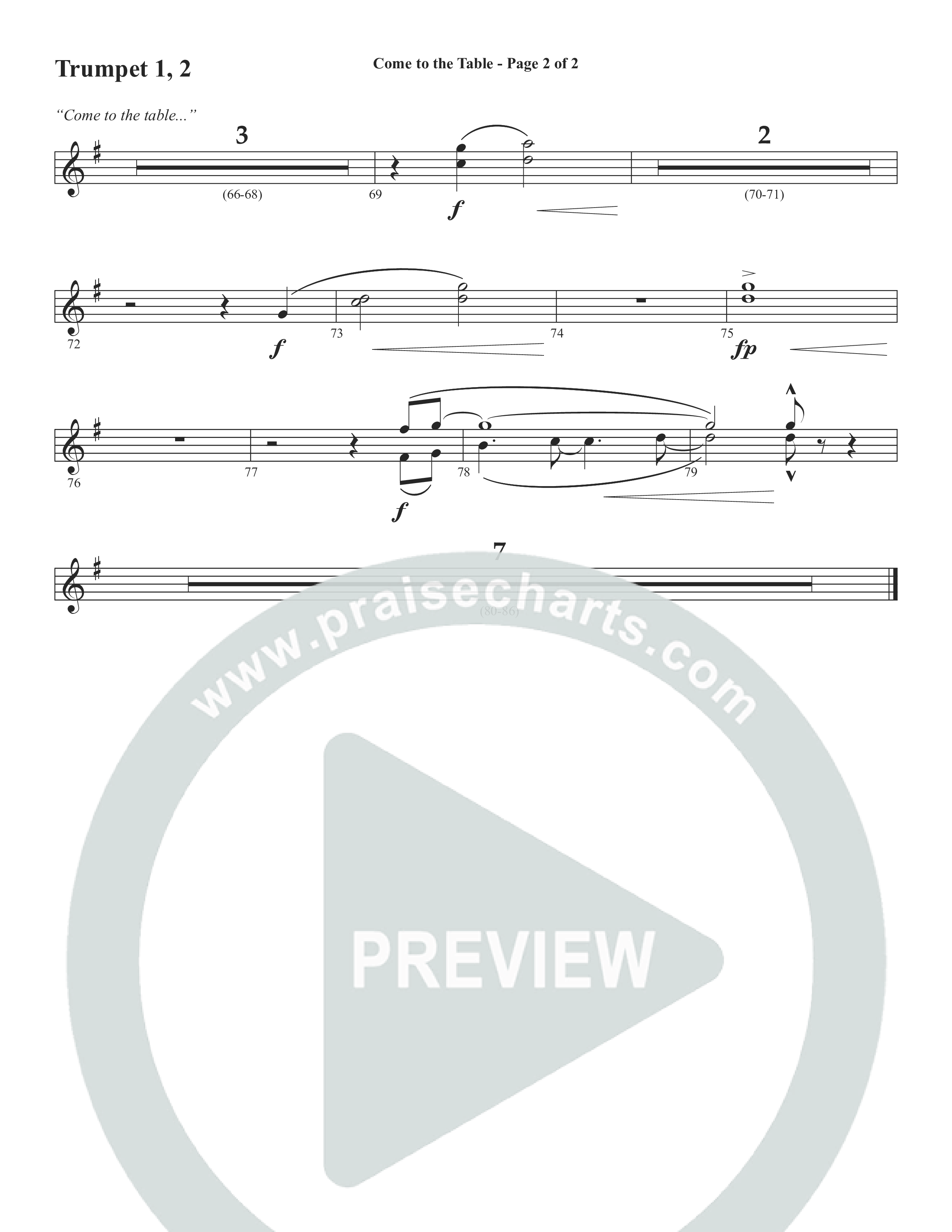 Come To The Table (Choral Anthem SATB) Trumpet 1,2 (Word Music Choral / Arr. David Wise / Orch. David Shipps)