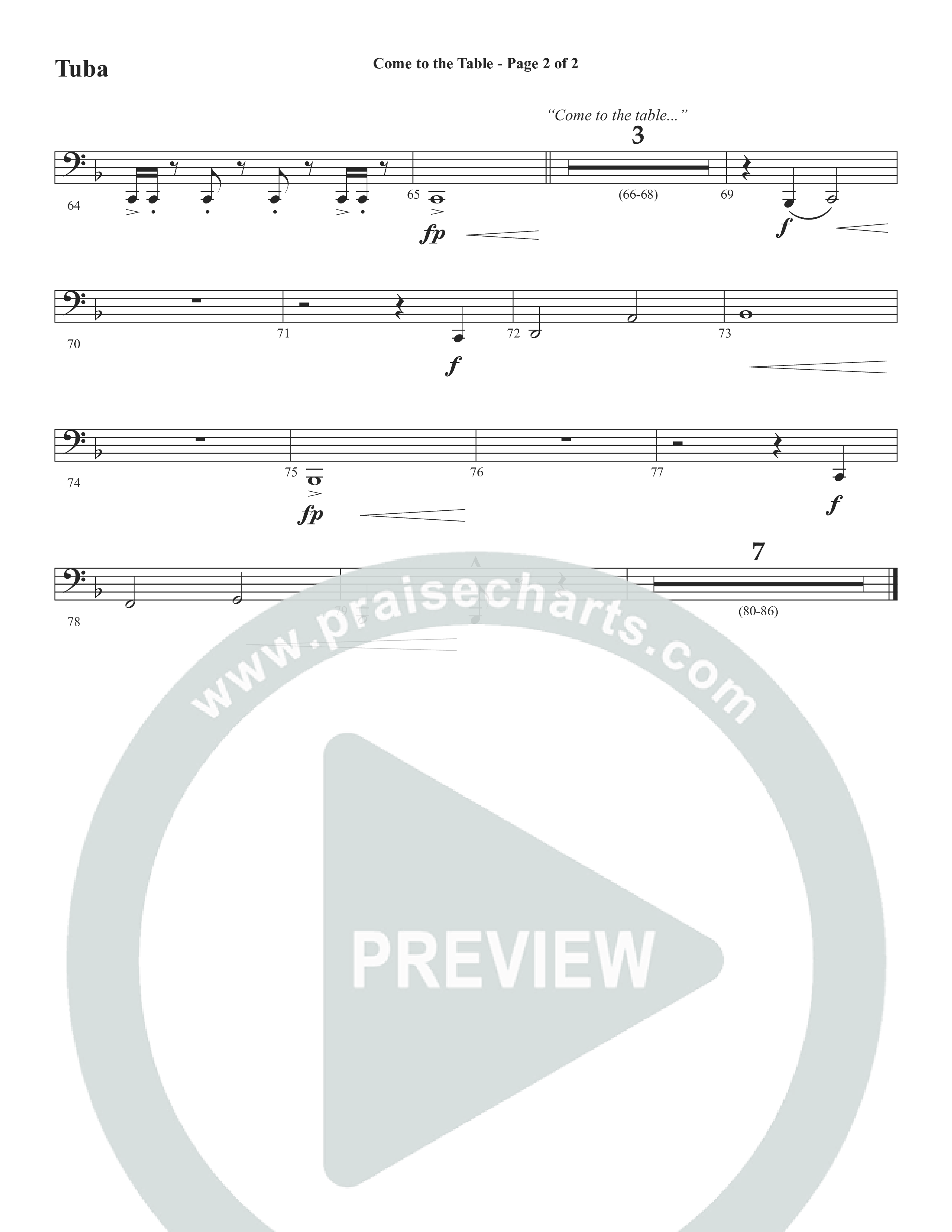 Come To The Table (Choral Anthem SATB) Tuba (Word Music Choral / Arr. David Wise / Orch. David Shipps)
