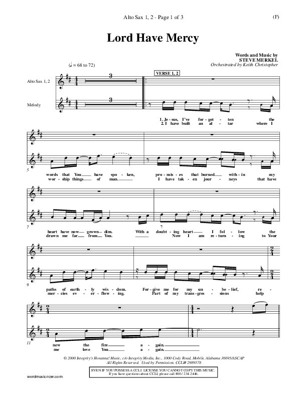 Lord Have Mercy Alto Sax 1/2 (Steve Merkel)
