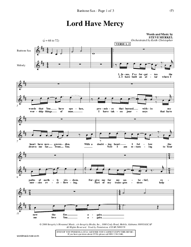 Lord Have Mercy Bari Sax (Steve Merkel)