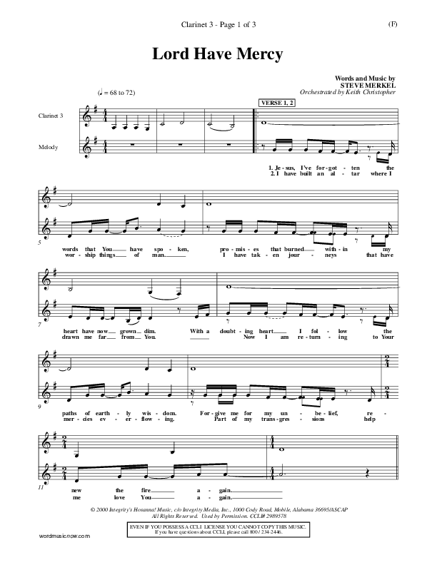 Lord Have Mercy Clarinet 3 (Steve Merkel)