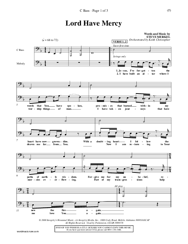 Lord Have Mercy Contrabass (Steve Merkel)