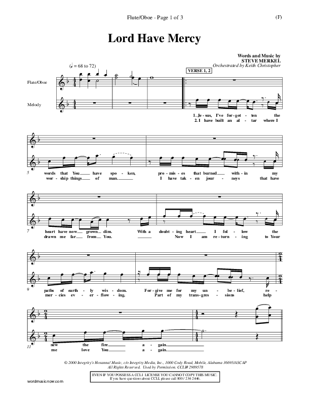 Lord Have Mercy Flute/Oboe (Steve Merkel)
