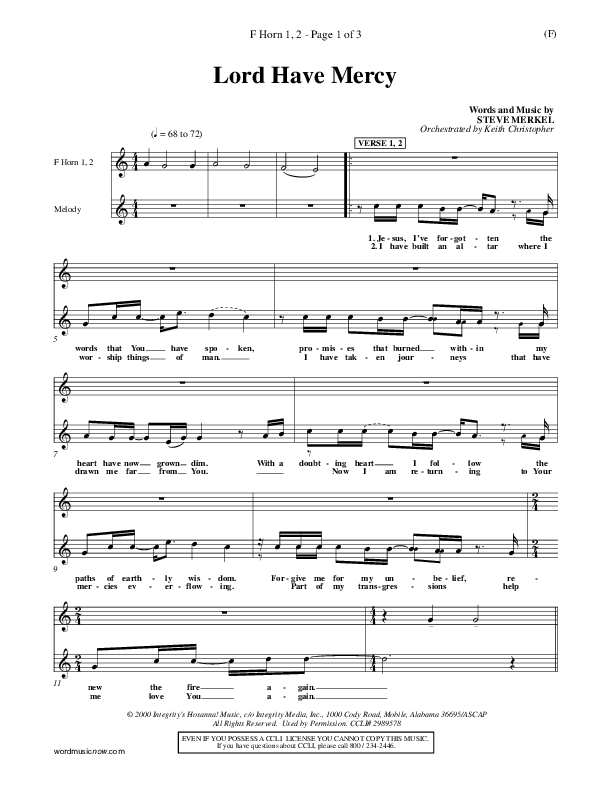 Lord Have Mercy French Horn 1/2 (Steve Merkel)