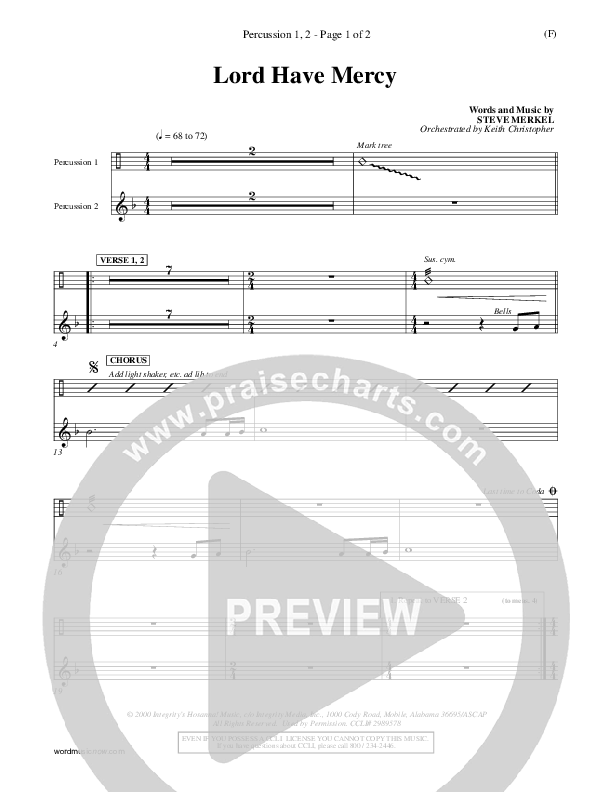 Lord Have Mercy Percussion 1/2 (Steve Merkel)