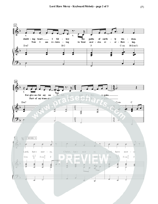 Lord Have Mercy Piano Sheet (Steve Merkel)