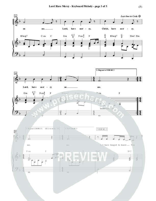 Lord Have Mercy Piano Sheet (Steve Merkel)