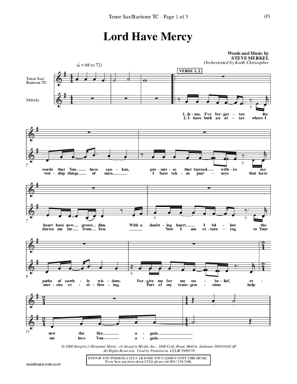 Lord Have Mercy Tenor Sax 2 (Steve Merkel)