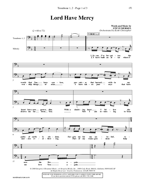 Lord Have Mercy Trombone 1/2 (Steve Merkel)