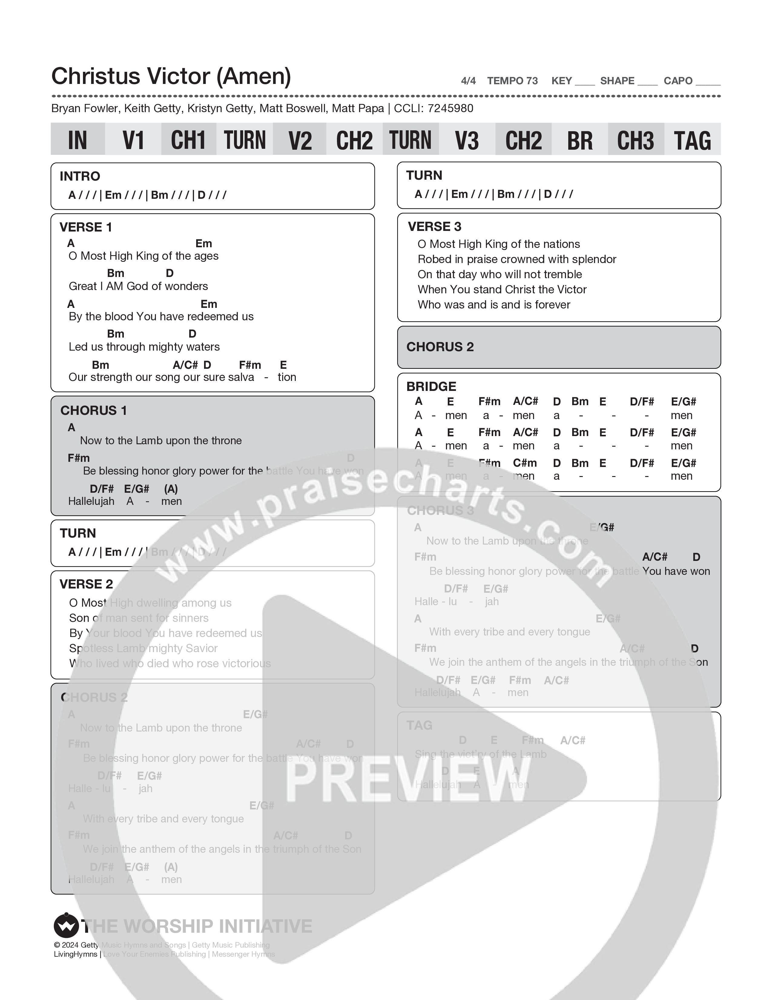 Christus Victor (Amen) Chord Chart (The Worship Initiative)