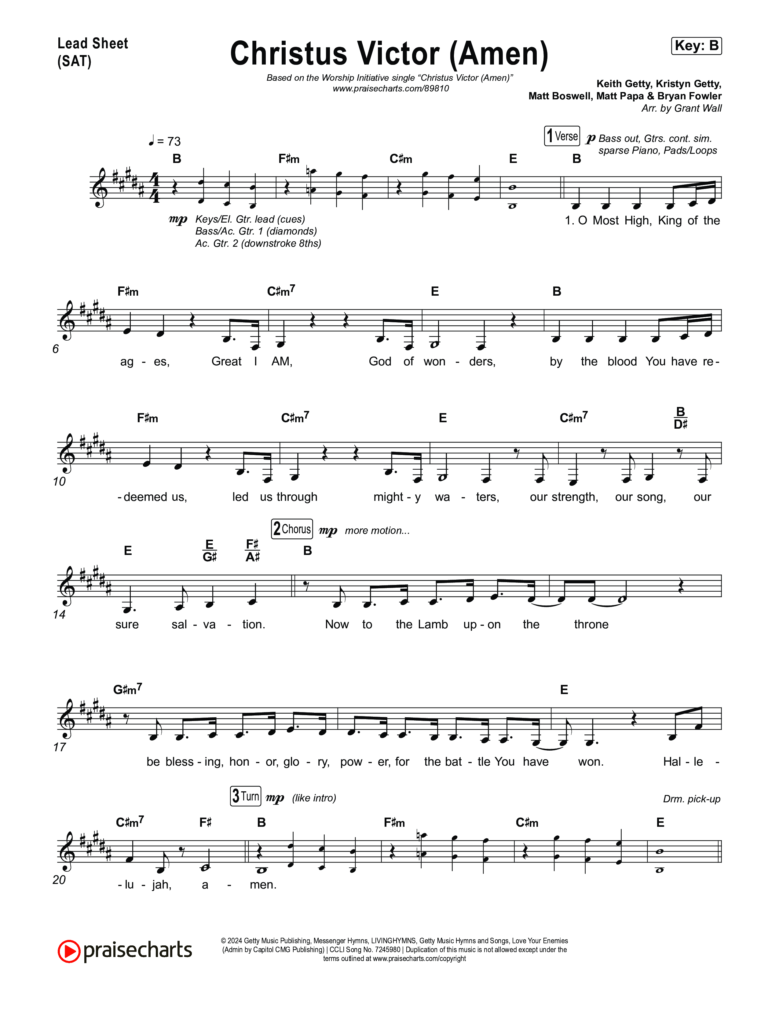 Christus Victor (Amen) Lead Sheet (SAT) (The Worship Initiative)