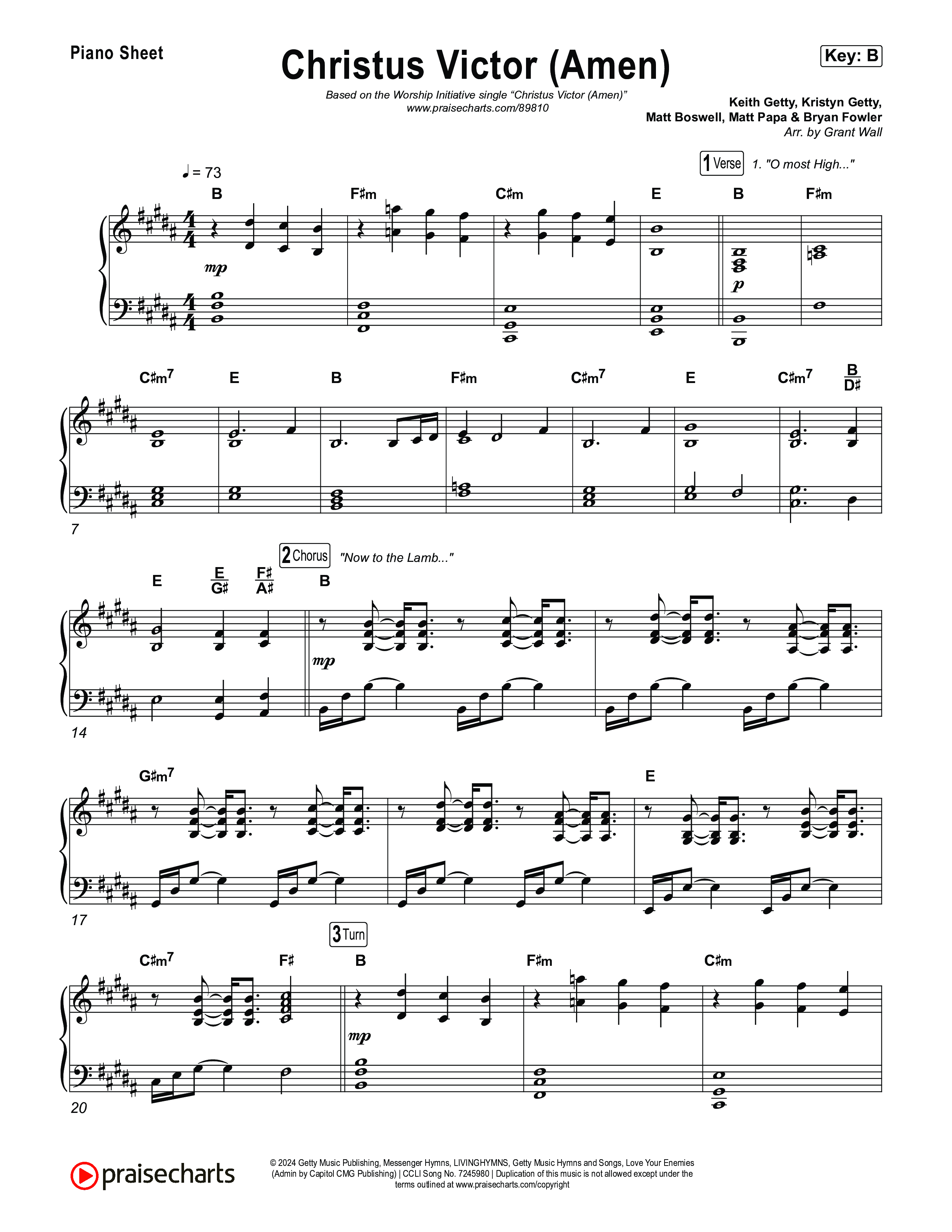 Christus Victor (Amen) Piano Sheet (The Worship Initiative)