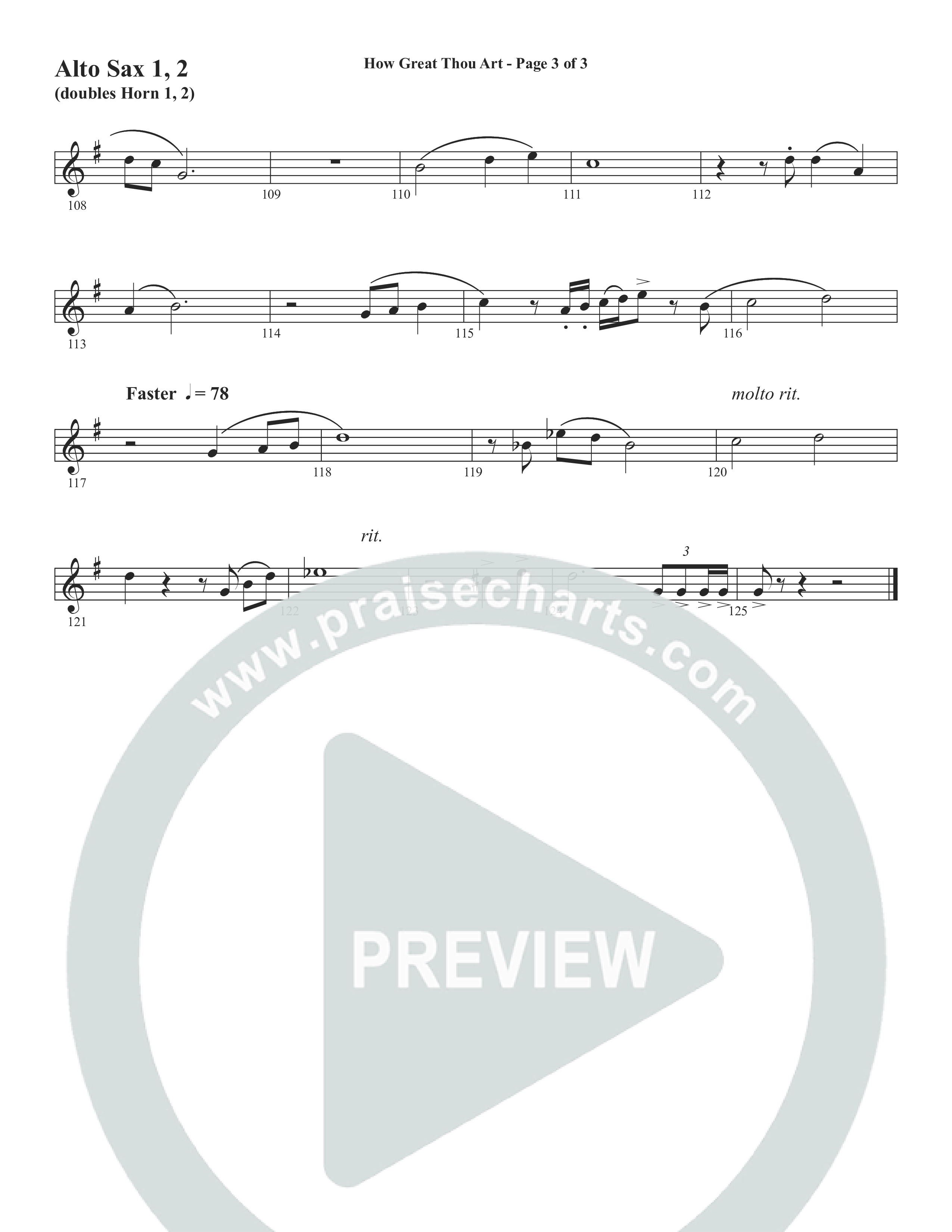 How Great Thou Art (Choral Anthem SATB) Alto Sax 1/2 (Word Music Choral / Arr. Tim Paul)