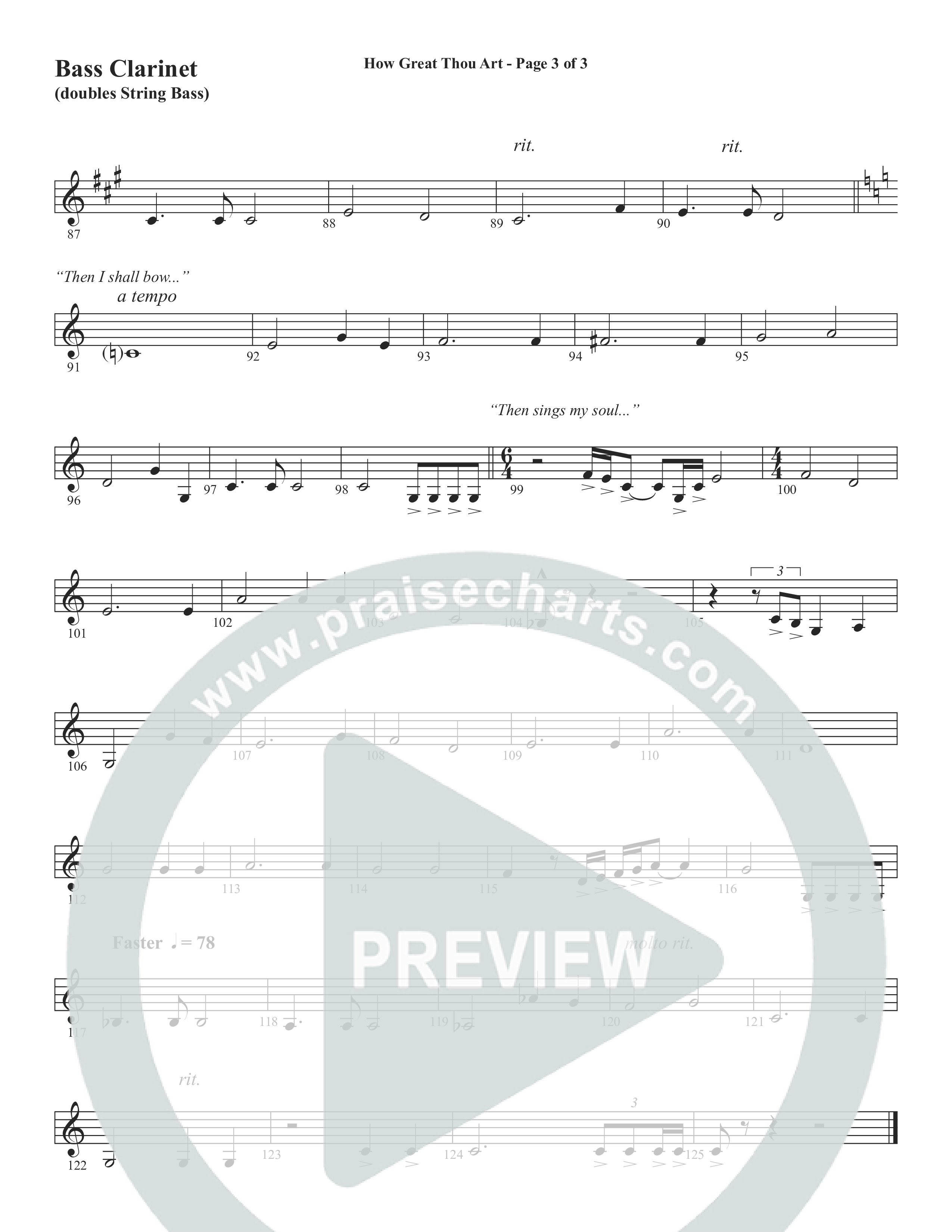 How Great Thou Art (Choral Anthem SATB) Bass Clarinet (Word Music Choral / Arr. Tim Paul)