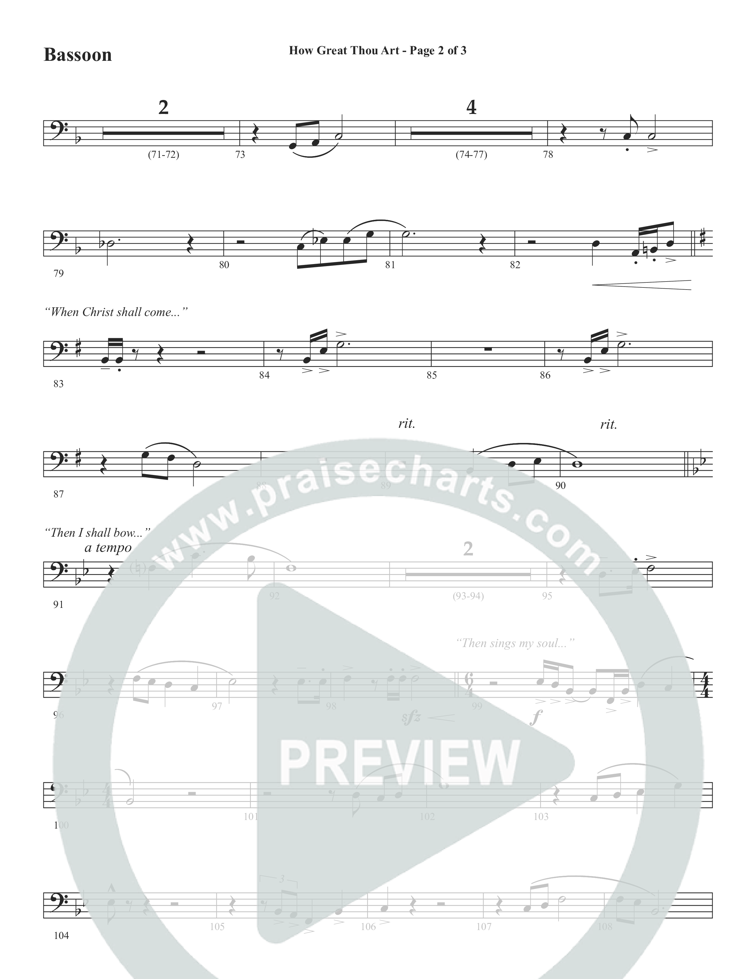 How Great Thou Art (Choral Anthem SATB) Bassoon (Word Music Choral / Arr. Tim Paul)
