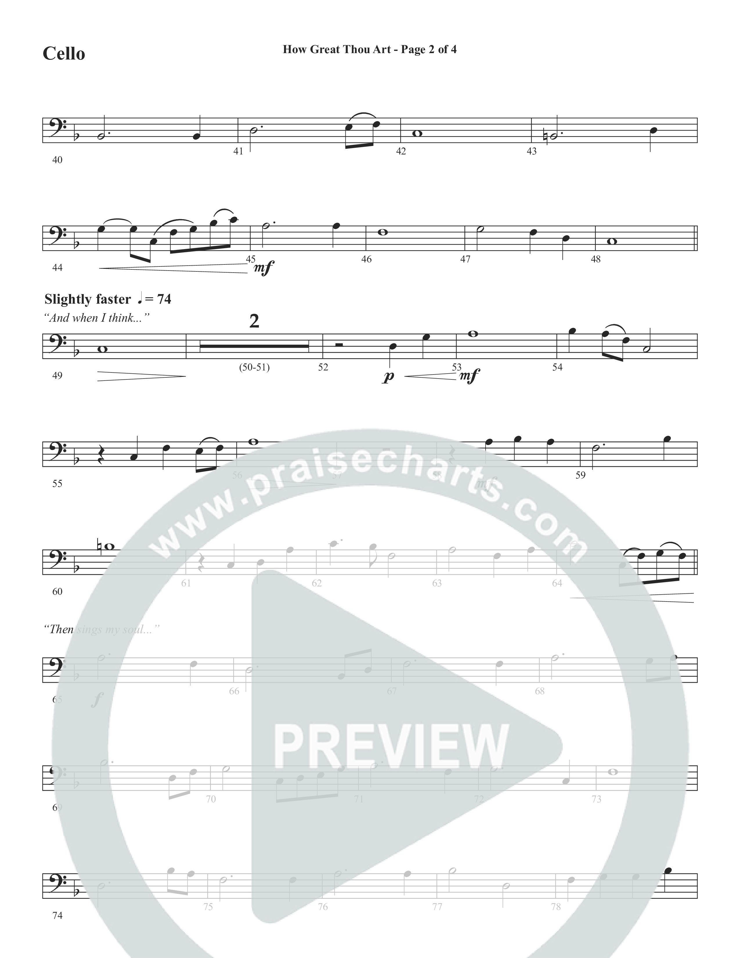 How Great Thou Art (Choral Anthem SATB) Cello (Word Music Choral / Arr. Tim Paul)