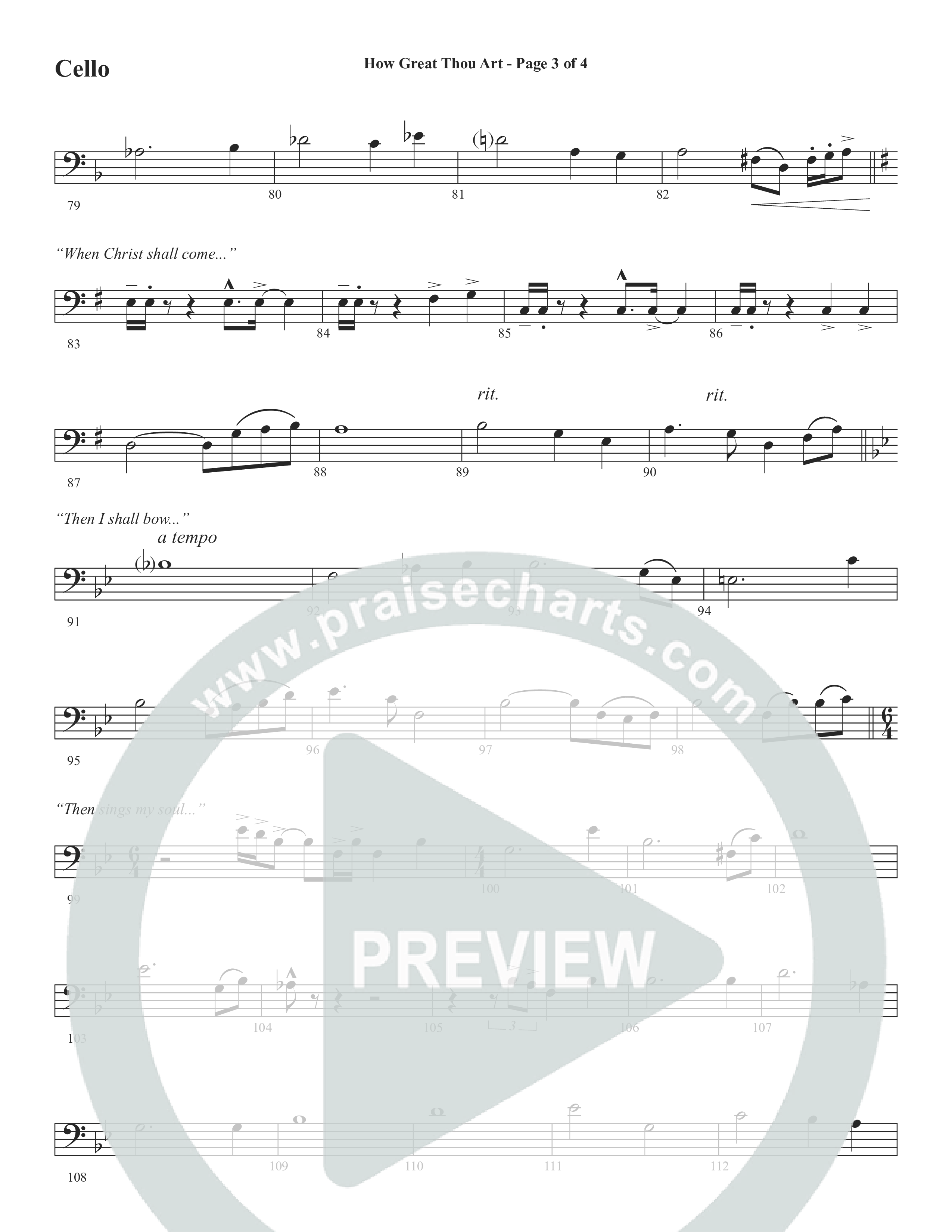 How Great Thou Art (Choral Anthem SATB) Cello (Word Music Choral / Arr. Tim Paul)