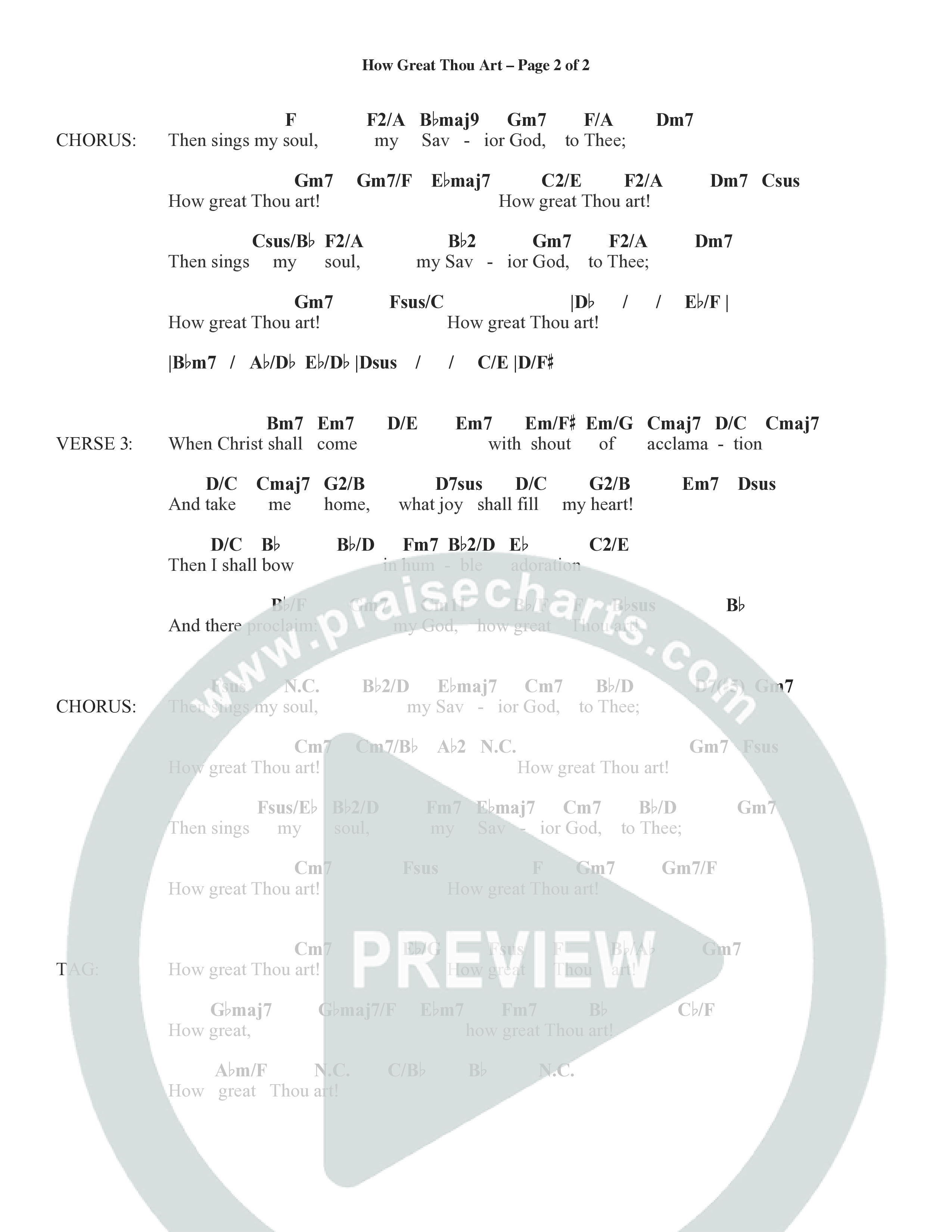 How Great Thou Art (Choral Anthem SATB) Chord Chart (Word Music Choral / Arr. Tim Paul)