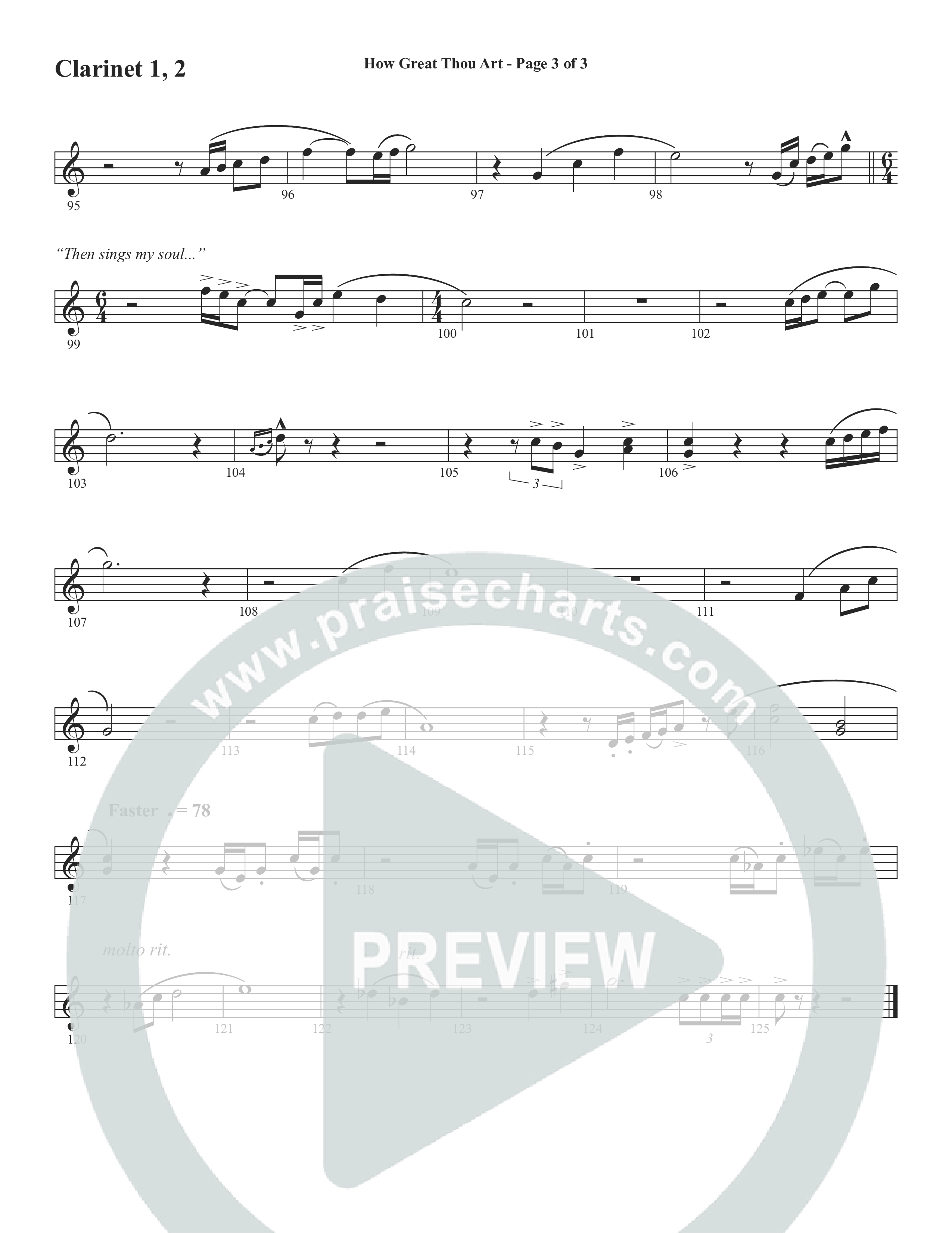 How Great Thou Art (Choral Anthem SATB) Clarinet 1/2 (Word Music Choral / Arr. Tim Paul)