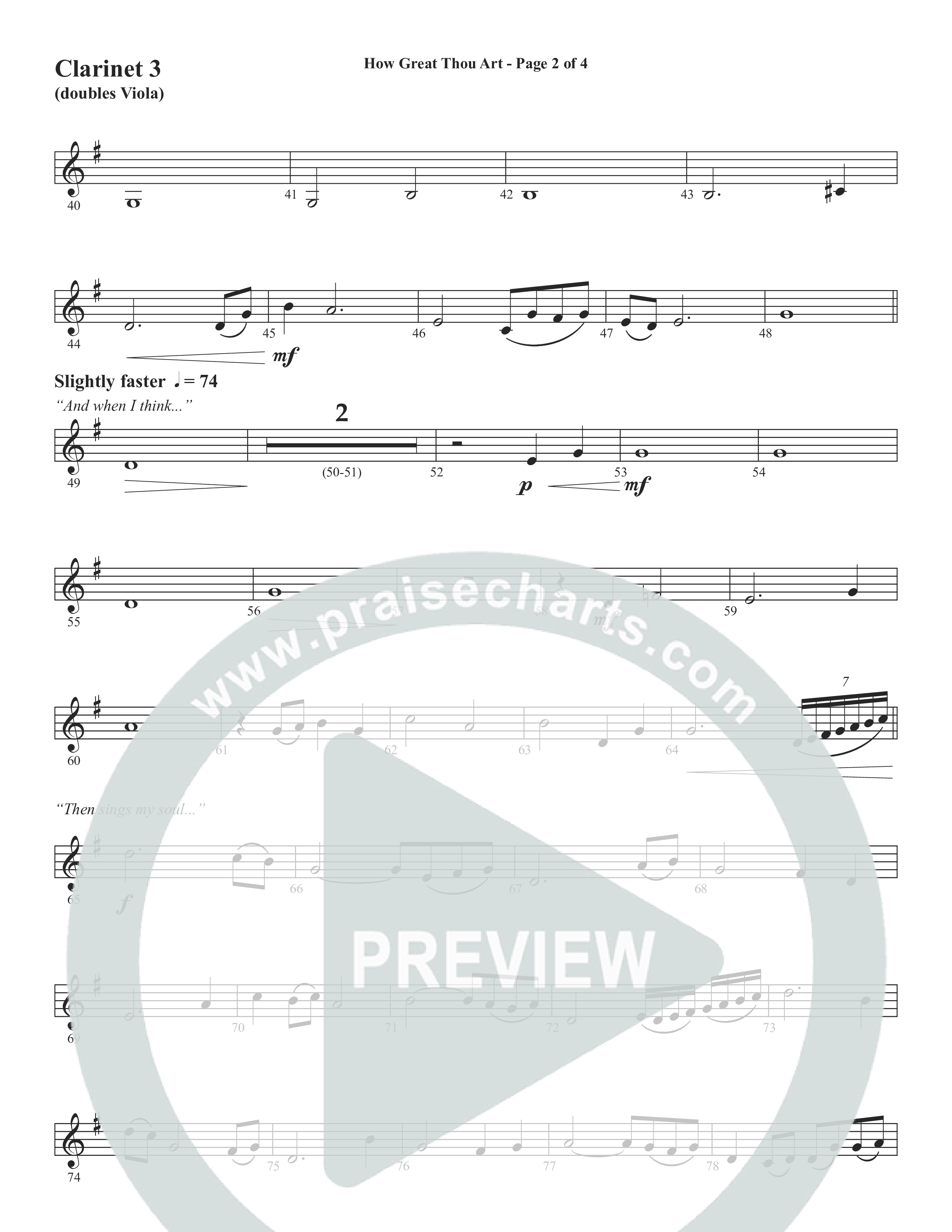 How Great Thou Art (Choral Anthem SATB) Clarinet 3 (Word Music Choral / Arr. Tim Paul)