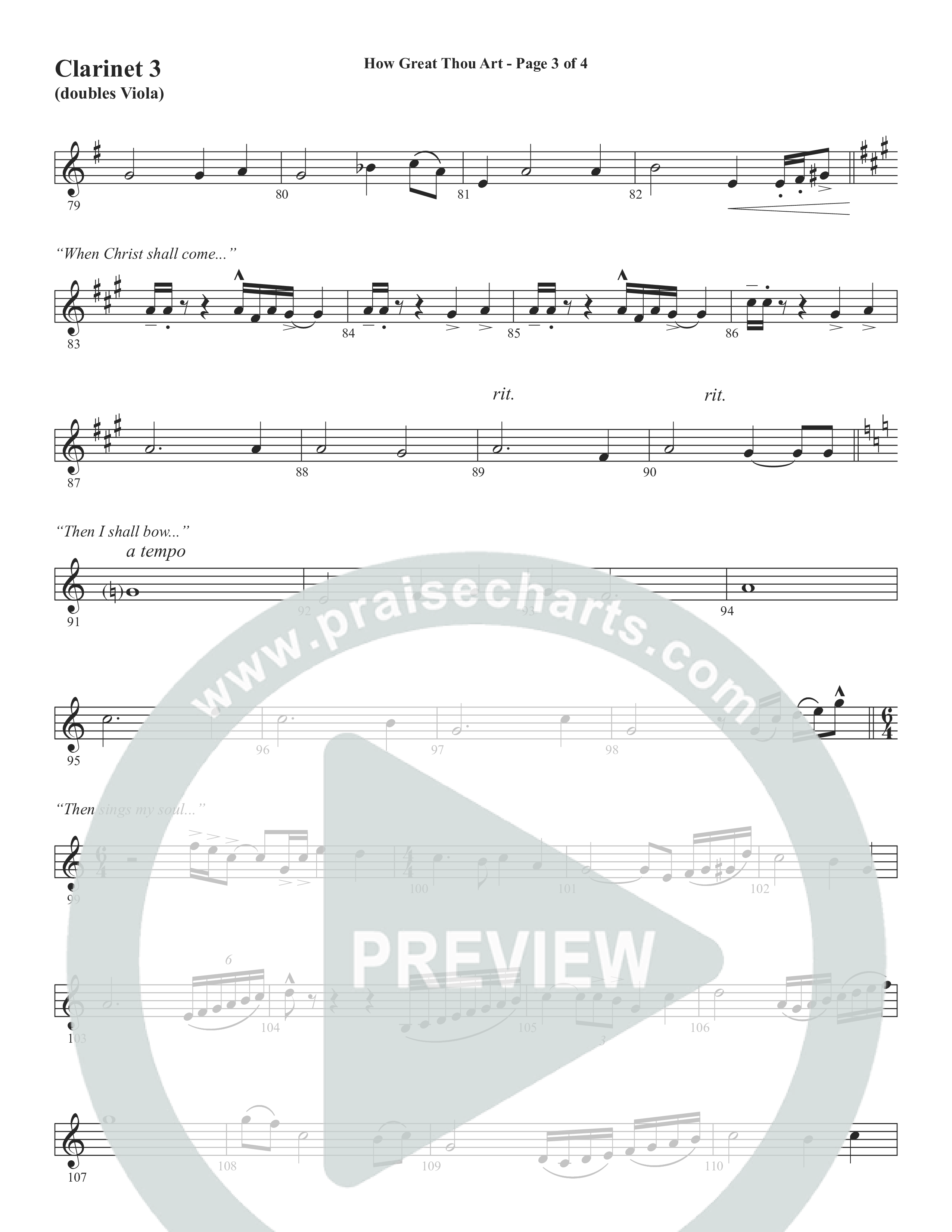 How Great Thou Art (Choral Anthem SATB) Clarinet 3 (Word Music Choral / Arr. Tim Paul)