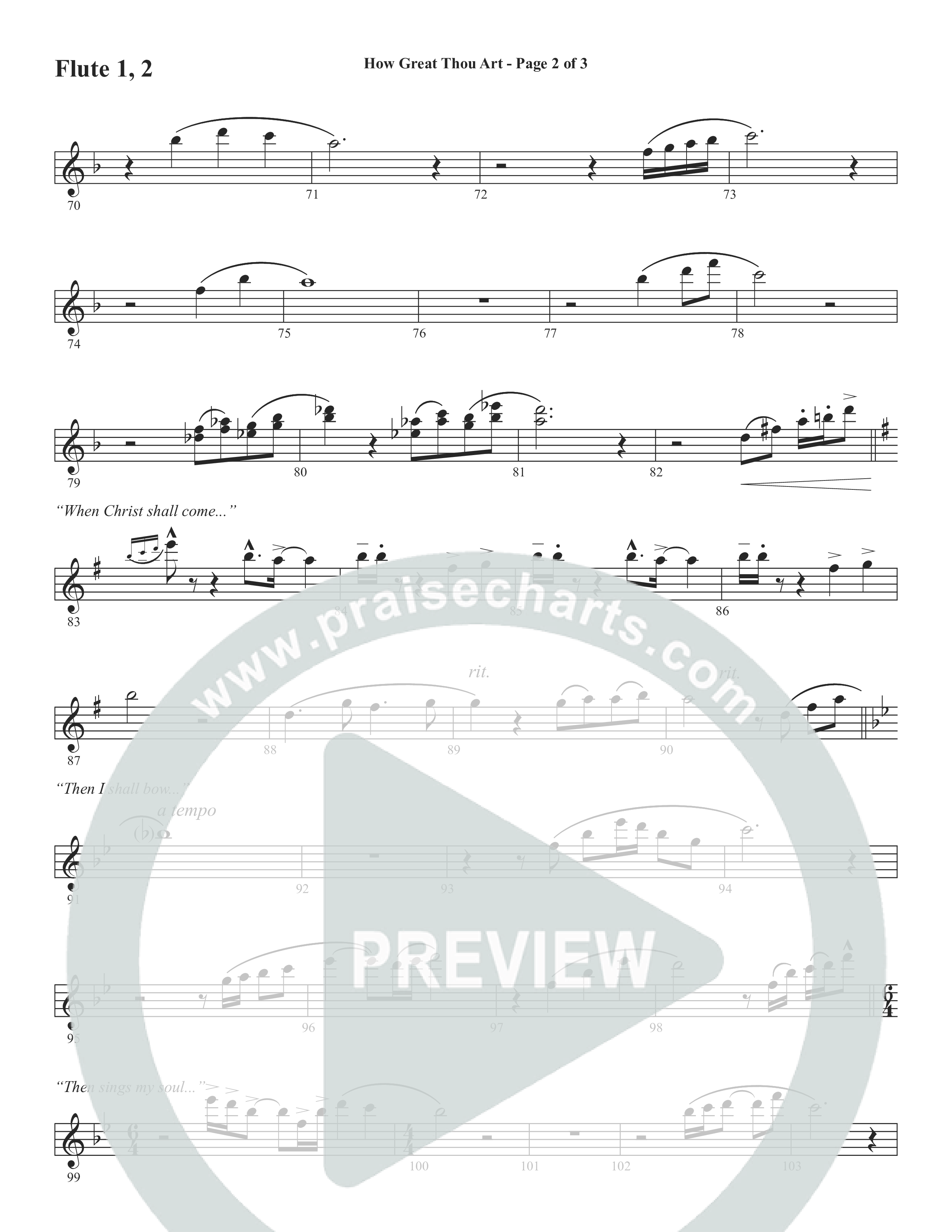 How Great Thou Art (Choral Anthem SATB) Flute 1/2 (Word Music Choral / Arr. Tim Paul)