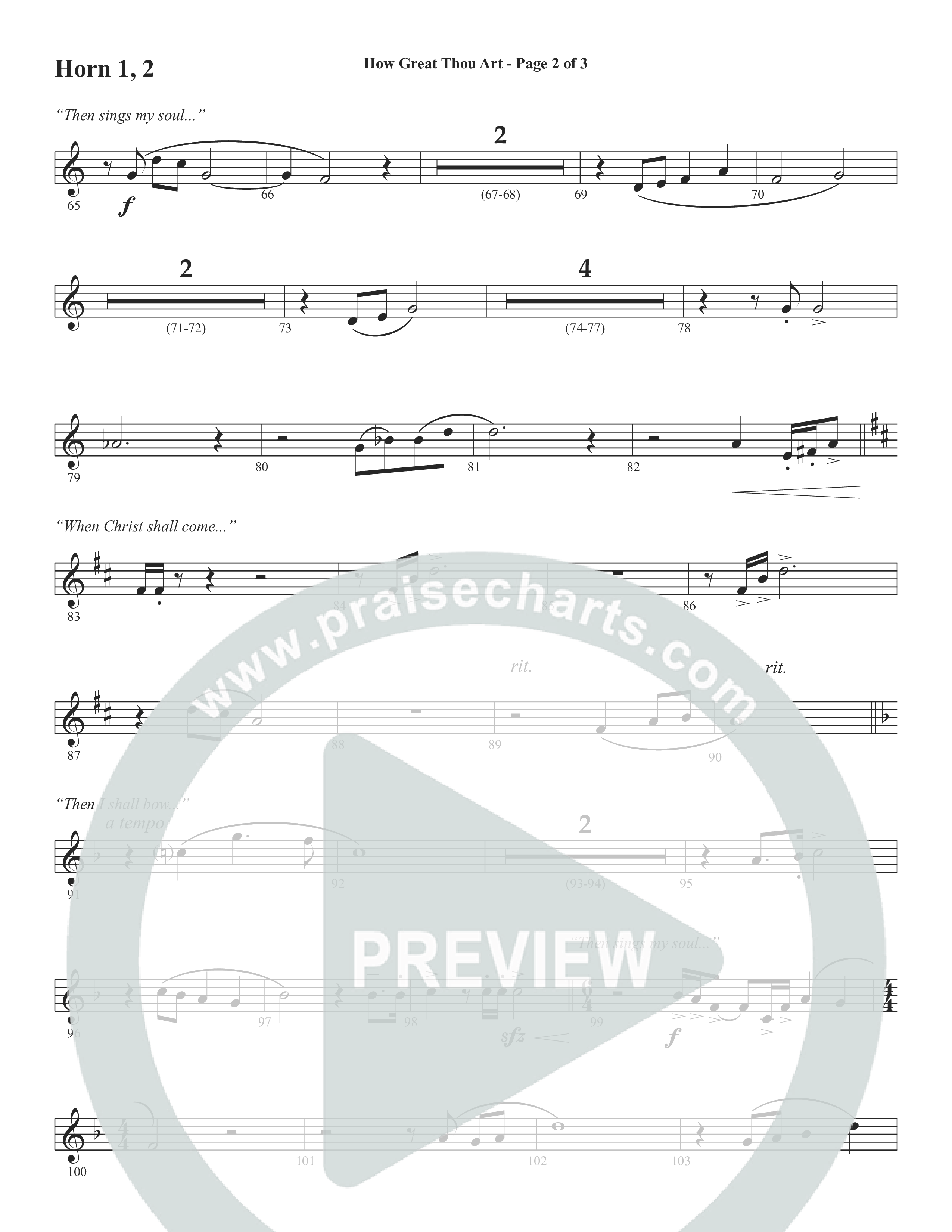 How Great Thou Art (Choral Anthem SATB) French Horn (Word Music Choral / Arr. Tim Paul)