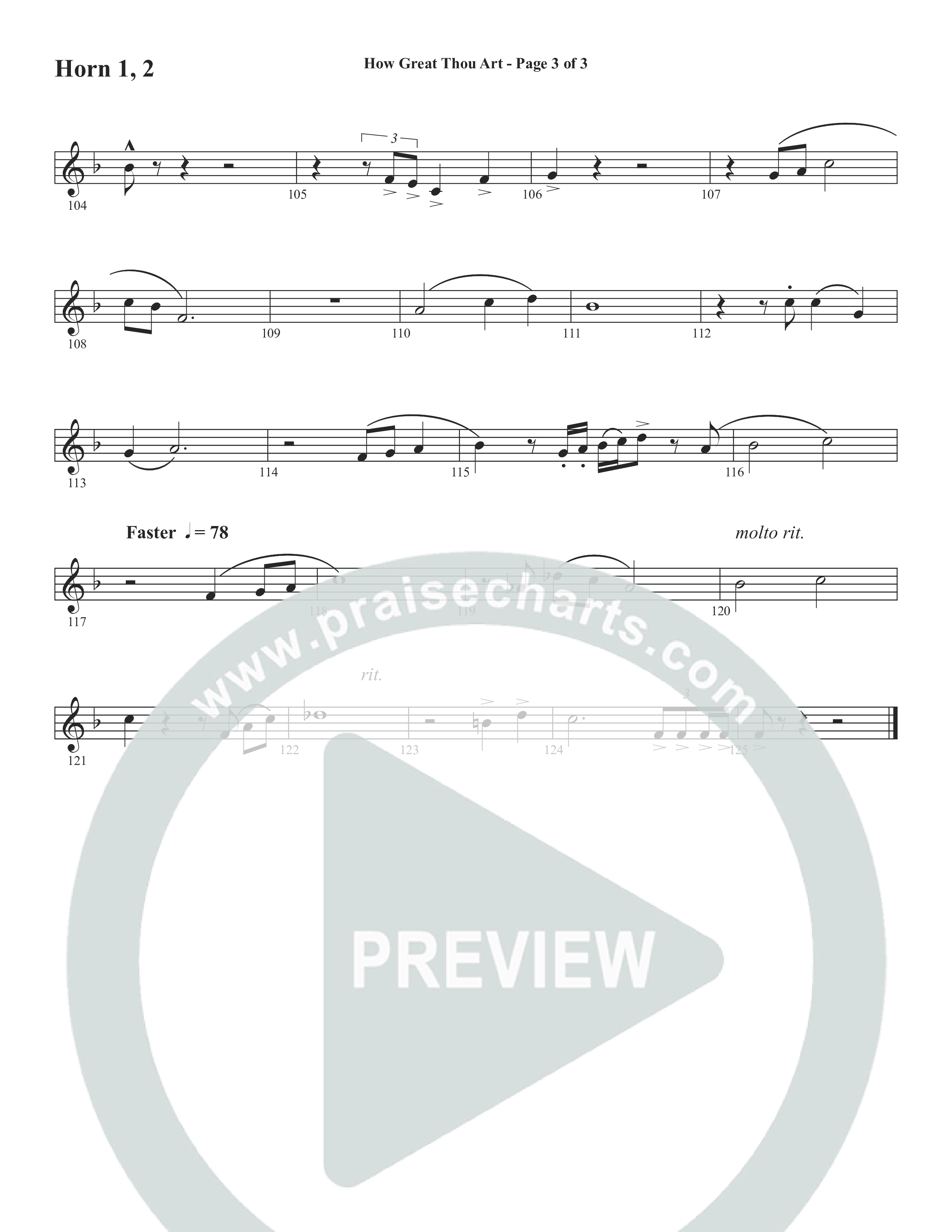 How Great Thou Art (Choral Anthem SATB) French Horn (Word Music Choral / Arr. Tim Paul)