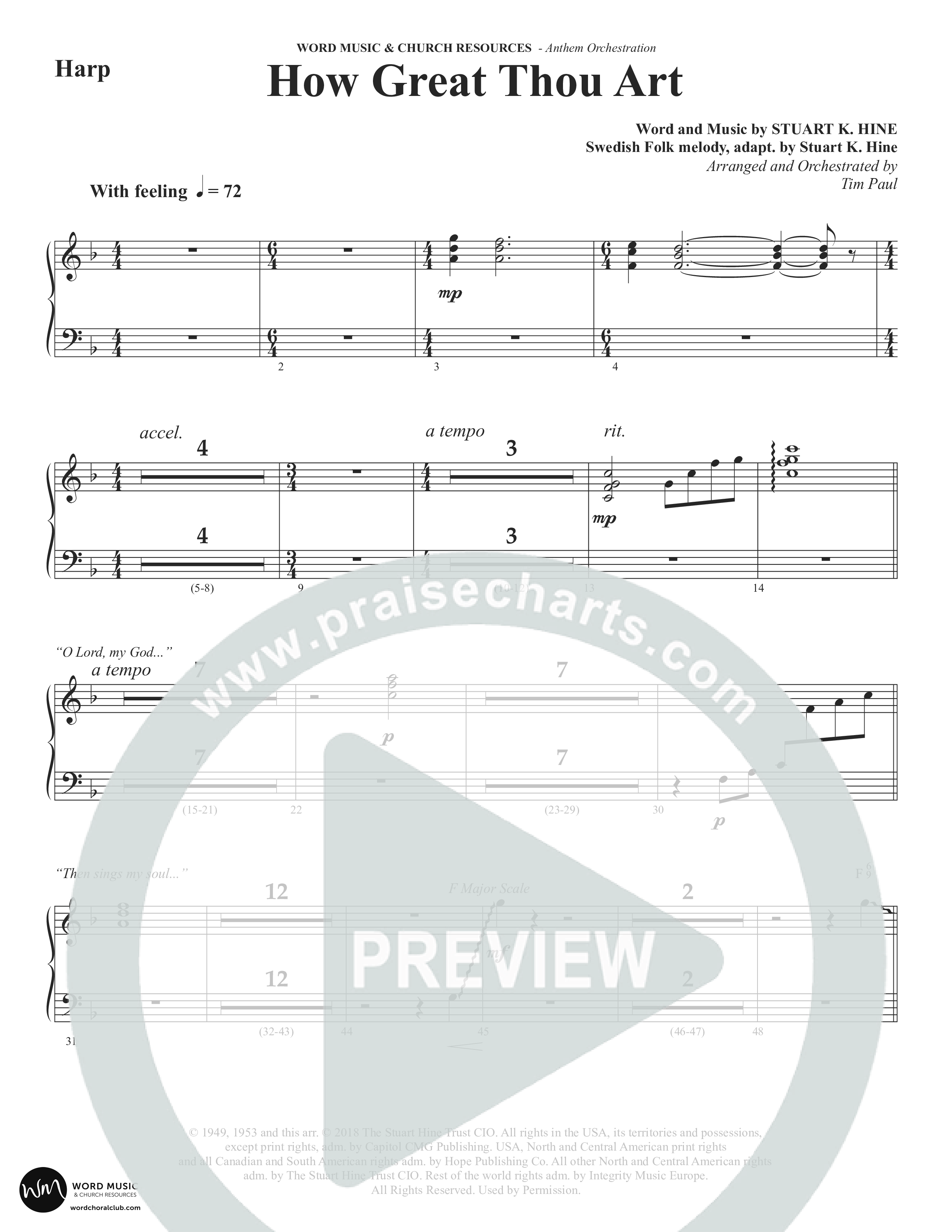 How Great Thou Art (Choral Anthem SATB) Harp (Word Music Choral / Arr. Tim Paul)