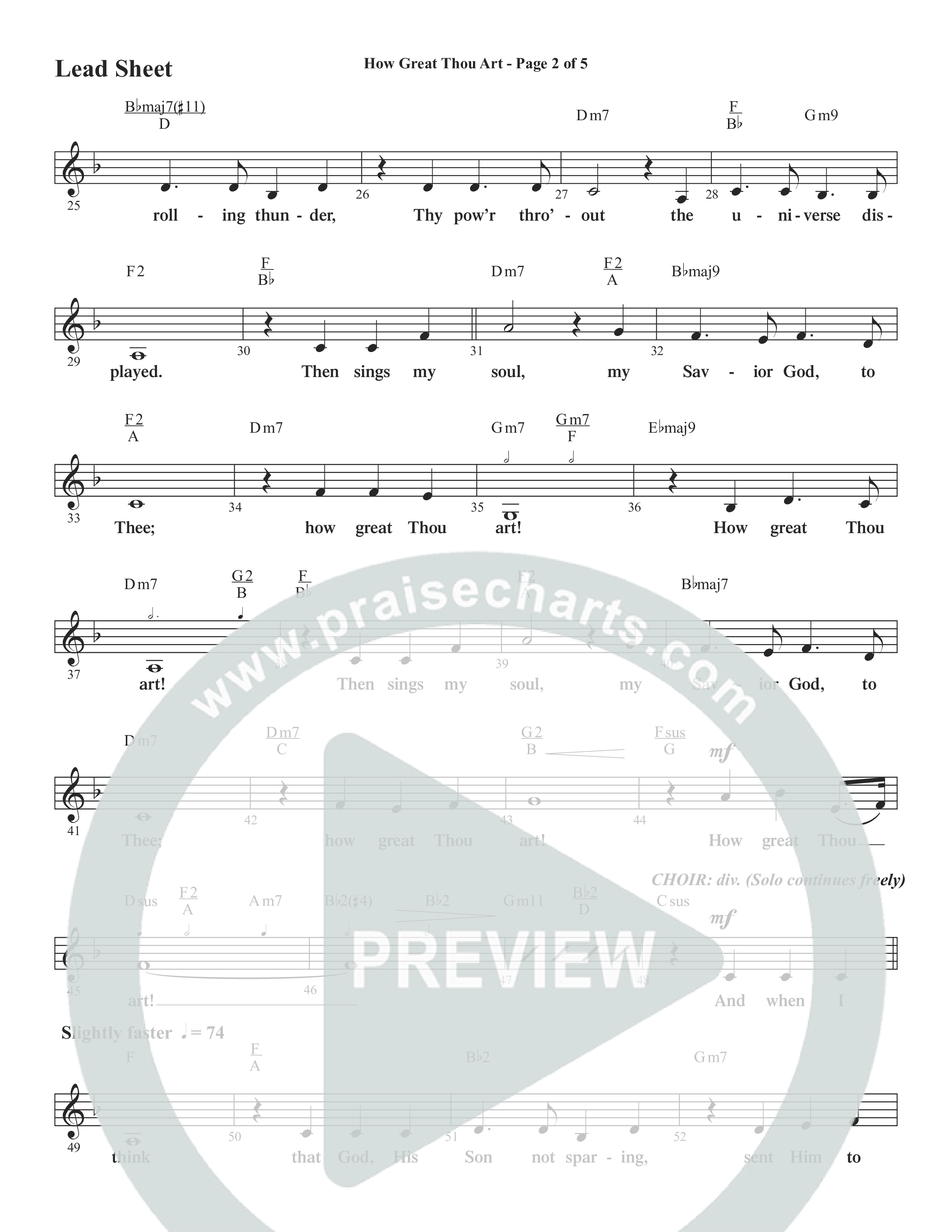 How Great Thou Art (Choral Anthem SATB) Lead Sheet (Melody) (Word Music Choral / Arr. Tim Paul)