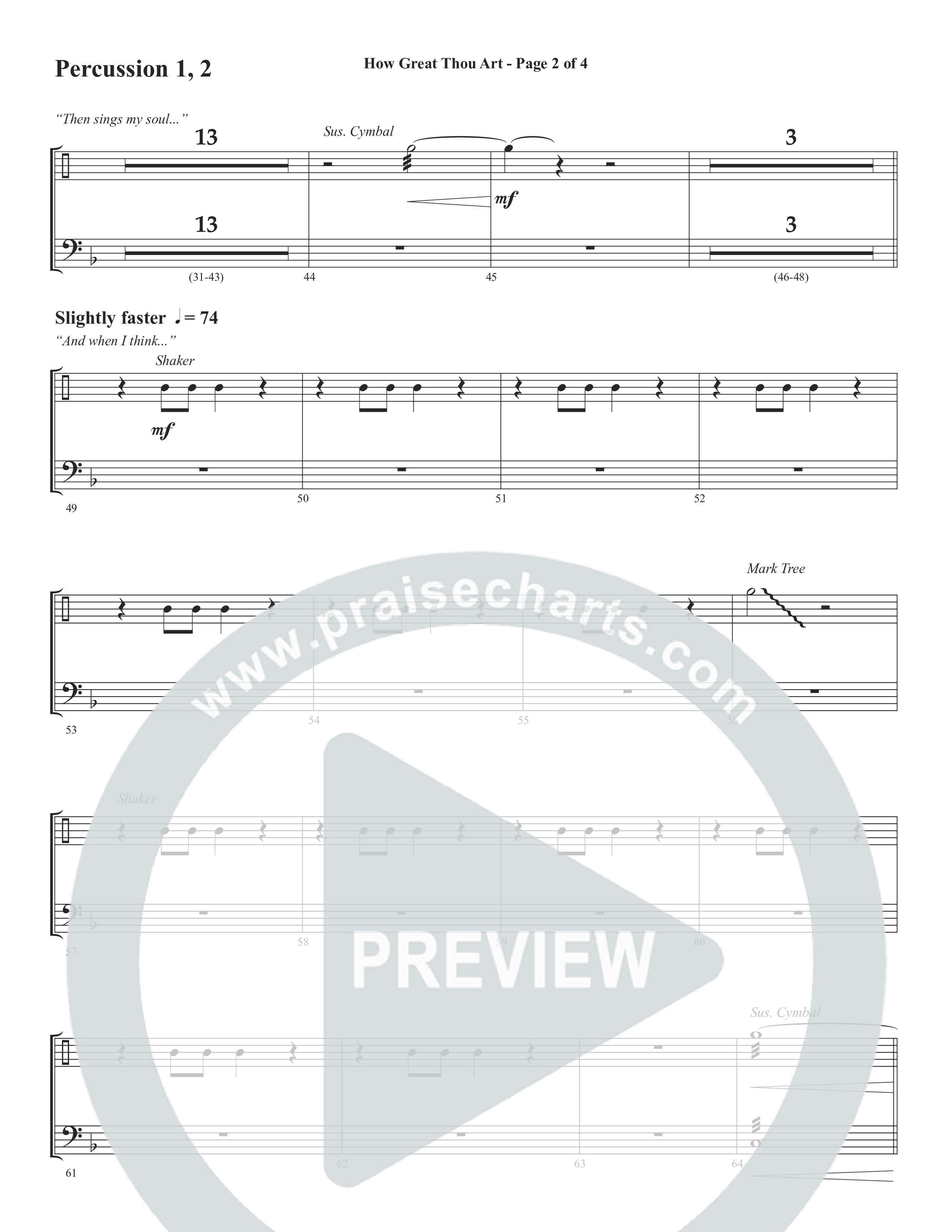 How Great Thou Art (Choral Anthem SATB) Percussion 1/2 (Word Music Choral / Arr. Tim Paul)