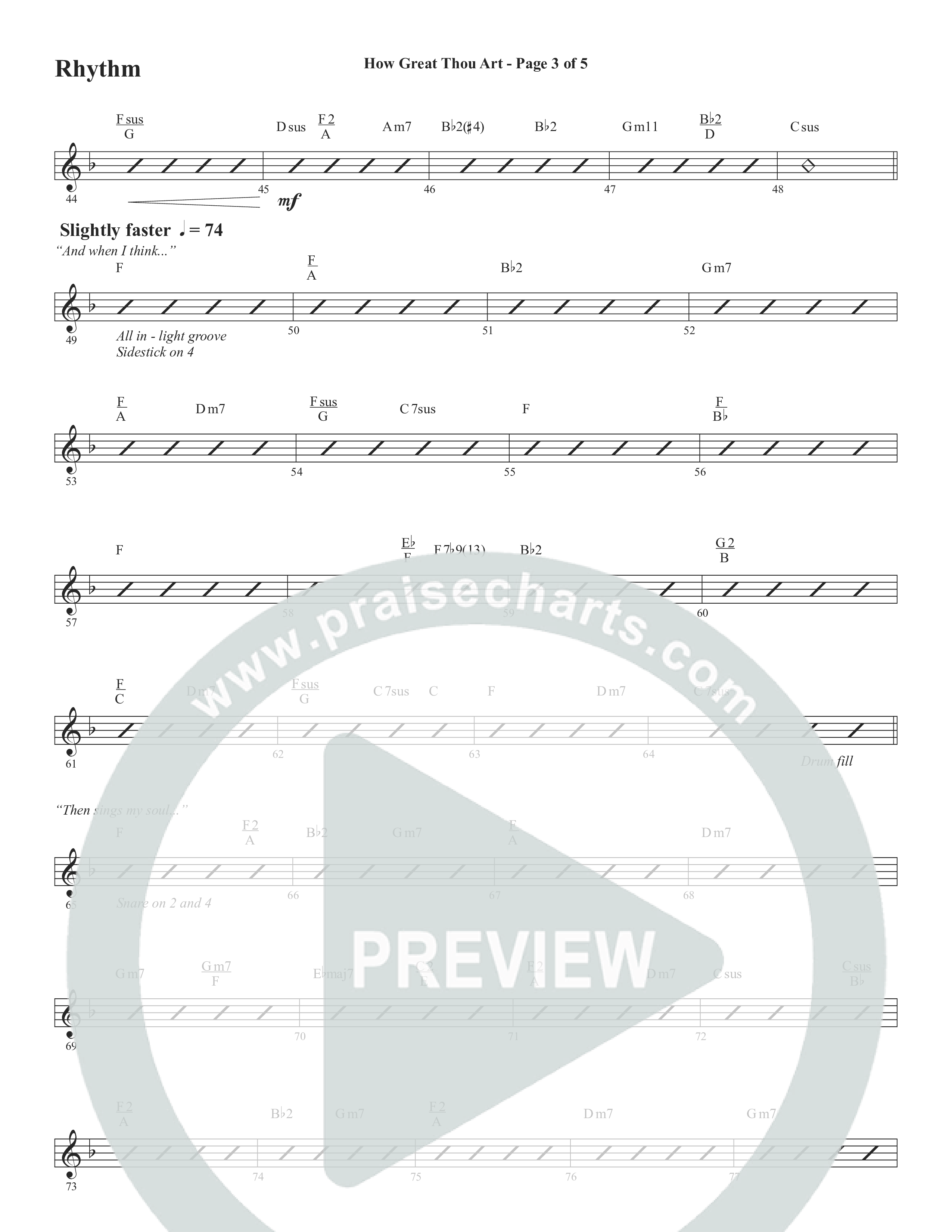 How Great Thou Art (Choral Anthem SATB) Rhythm Chart (Word Music Choral / Arr. Tim Paul)