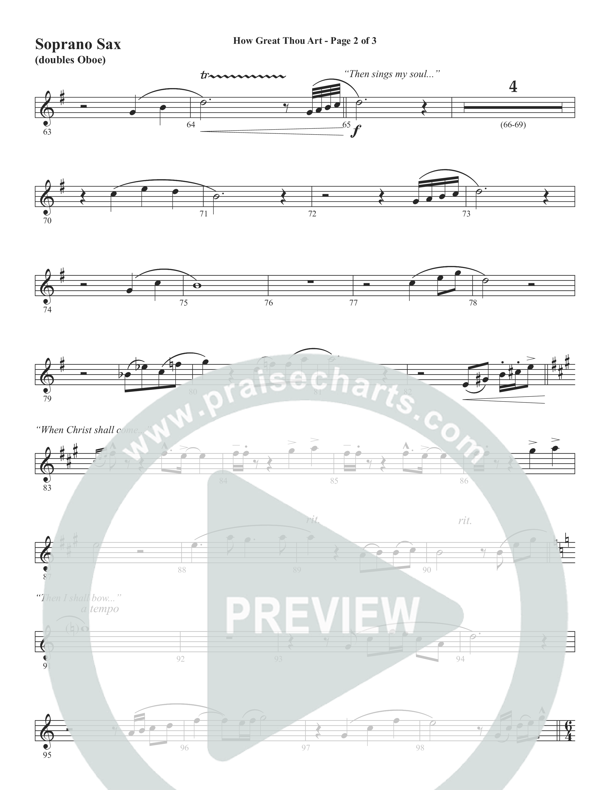 How Great Thou Art (Choral Anthem SATB) Soprano Sax (Word Music Choral / Arr. Tim Paul)