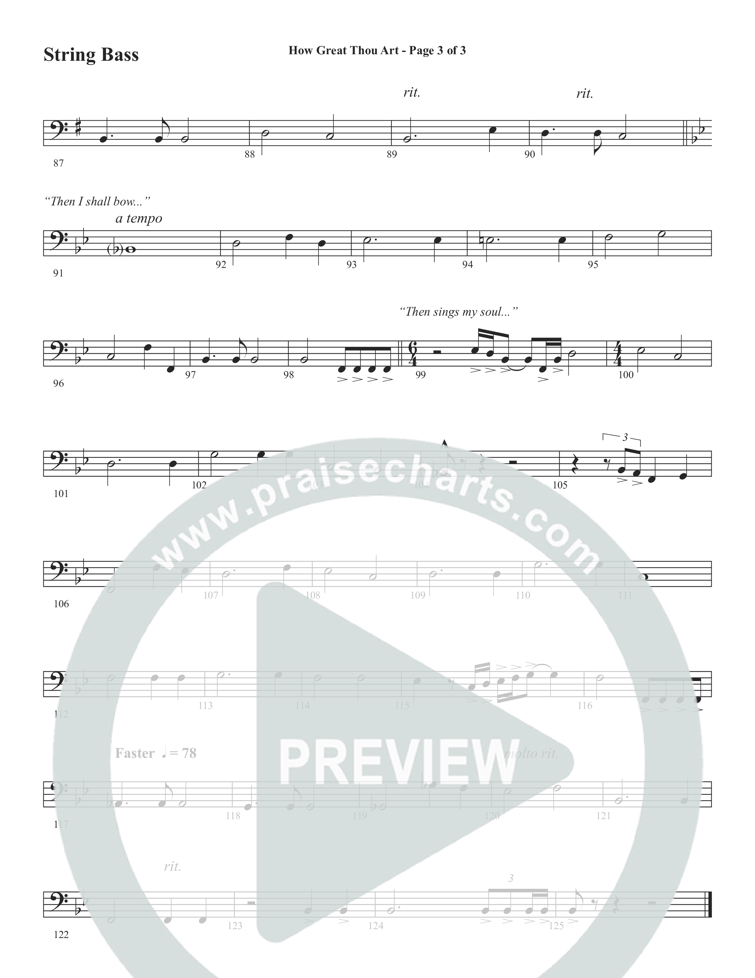 How Great Thou Art (Choral Anthem SATB) String Bass (Word Music Choral / Arr. Tim Paul)