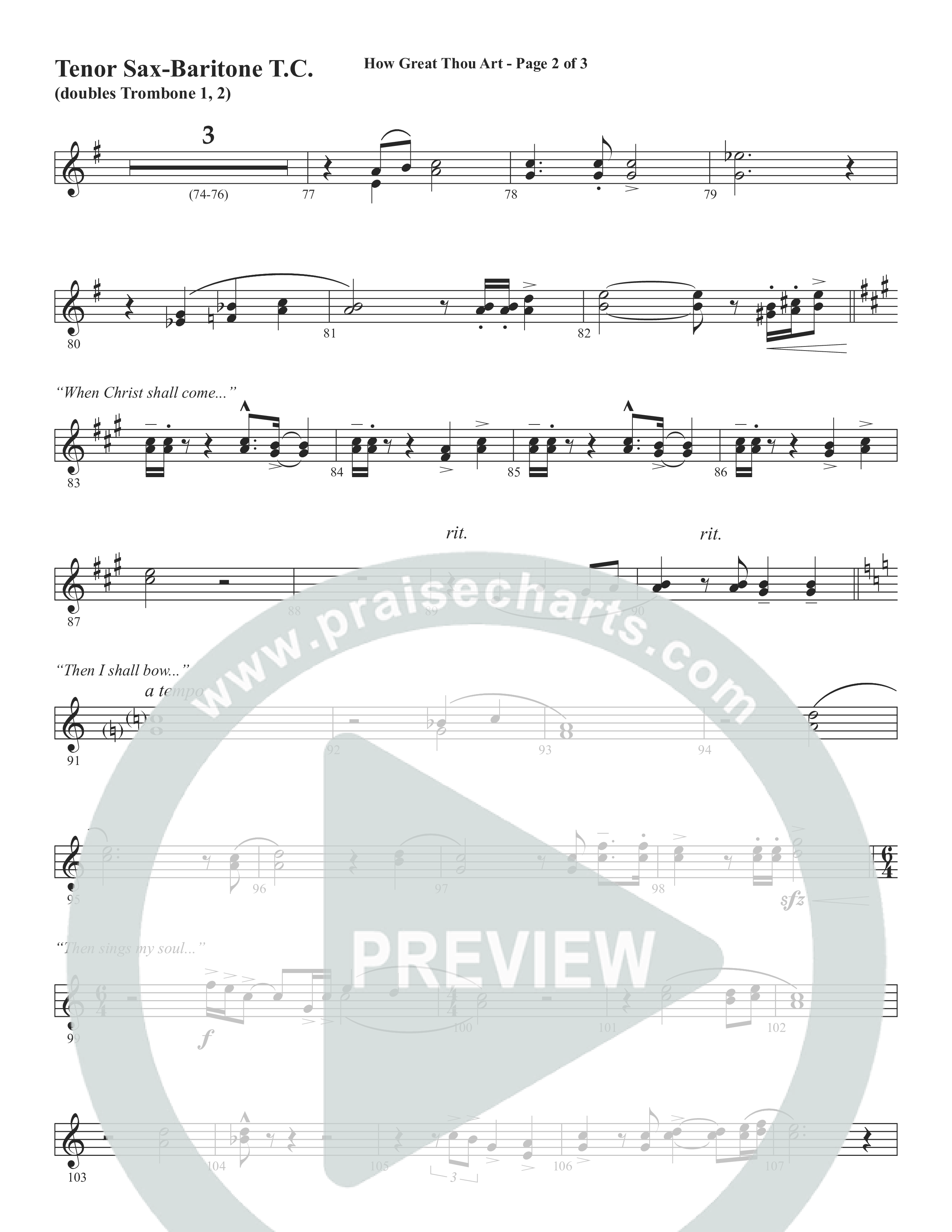 How Great Thou Art (Choral Anthem SATB) Tenor Sax/Baritone T.C. (Word Music Choral / Arr. Tim Paul)