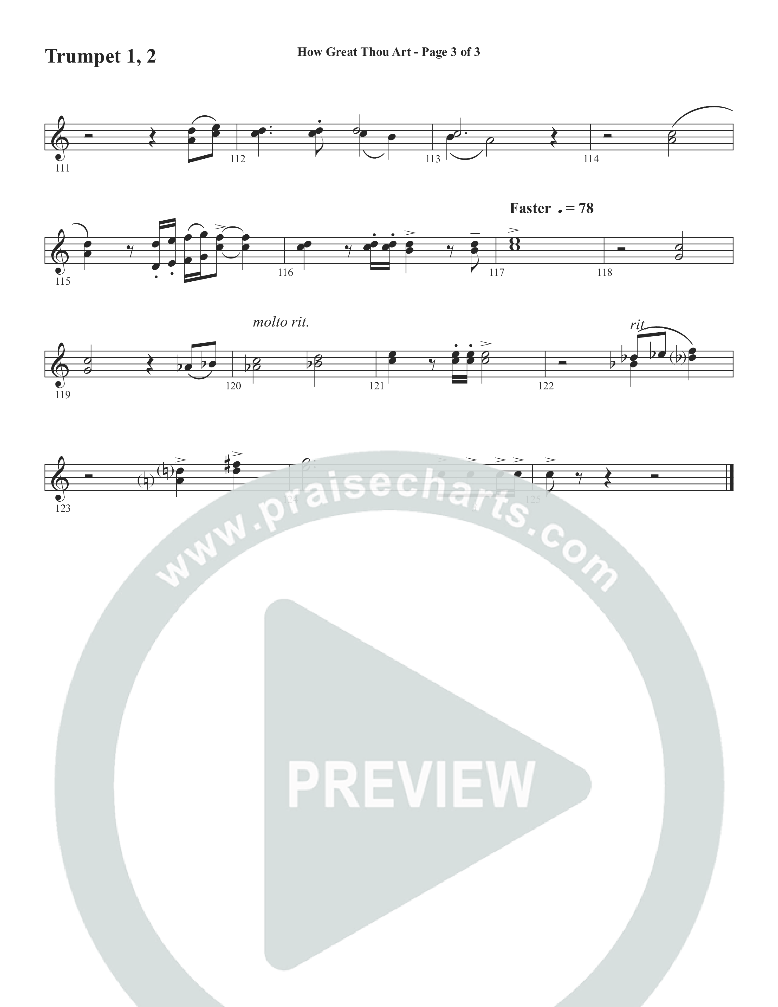 How Great Thou Art (Choral Anthem SATB) Trumpet 1,2 (Word Music Choral / Arr. Tim Paul)
