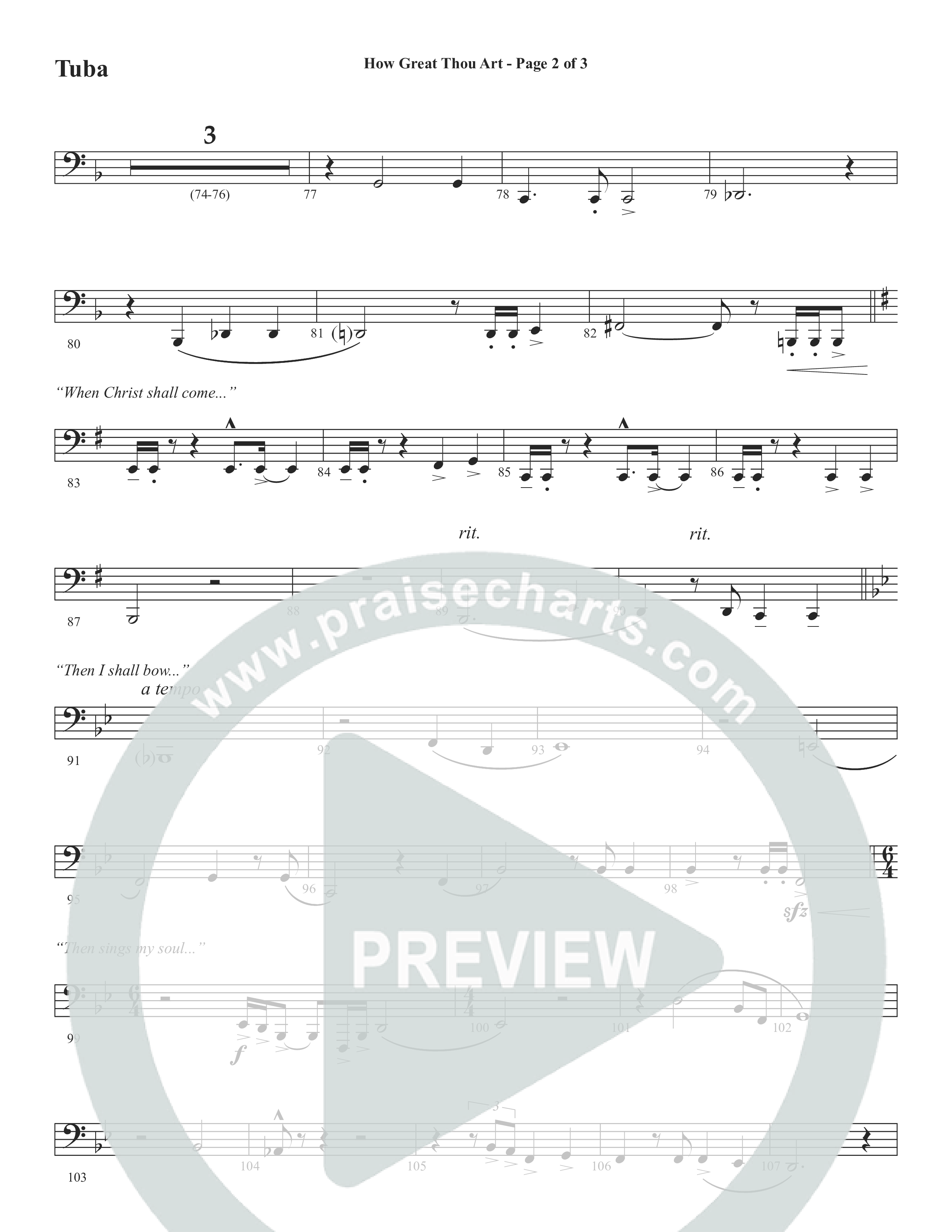 How Great Thou Art (Choral Anthem SATB) Tuba (Word Music Choral / Arr. Tim Paul)