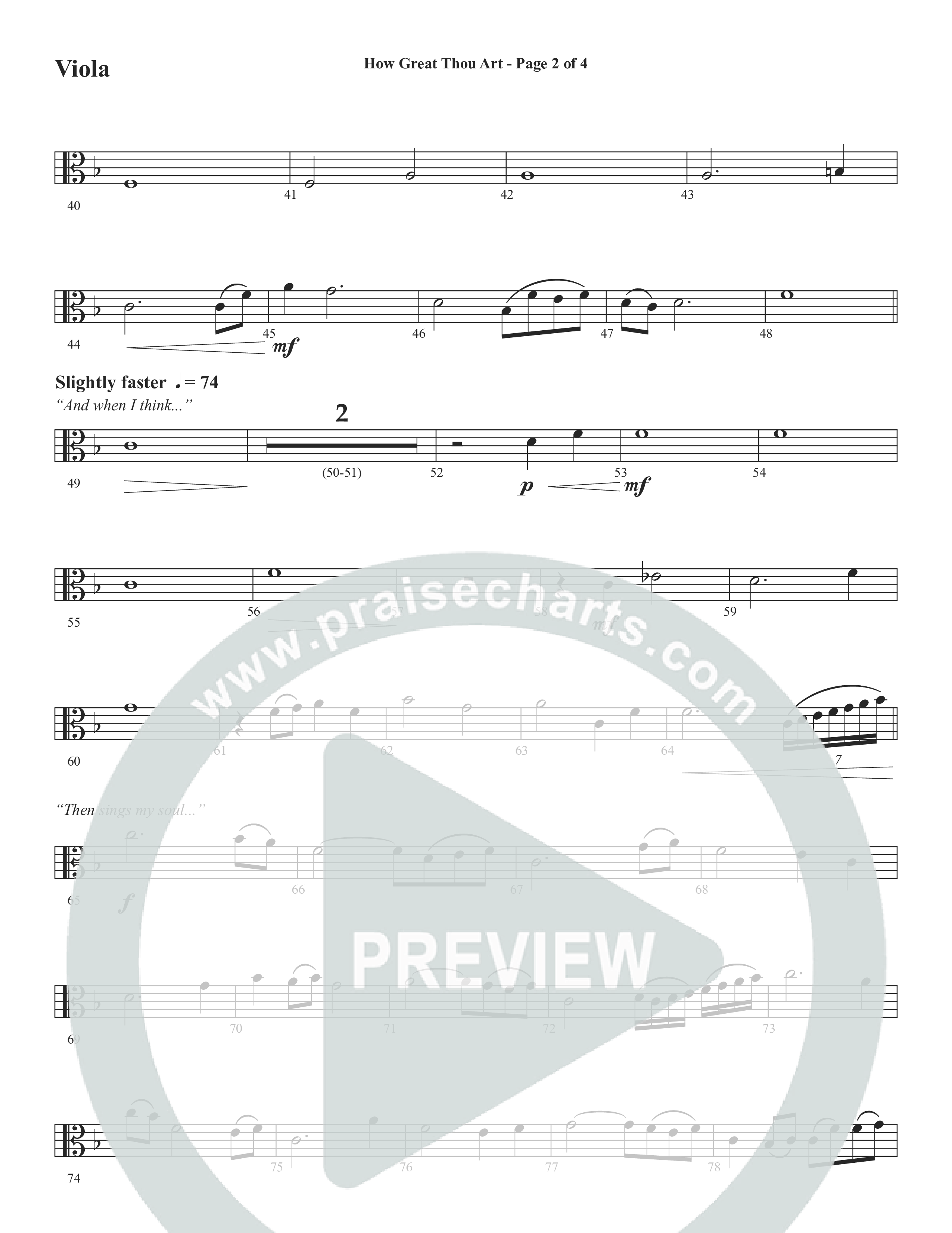 How Great Thou Art (Choral Anthem SATB) Viola (Word Music Choral / Arr. Tim Paul)