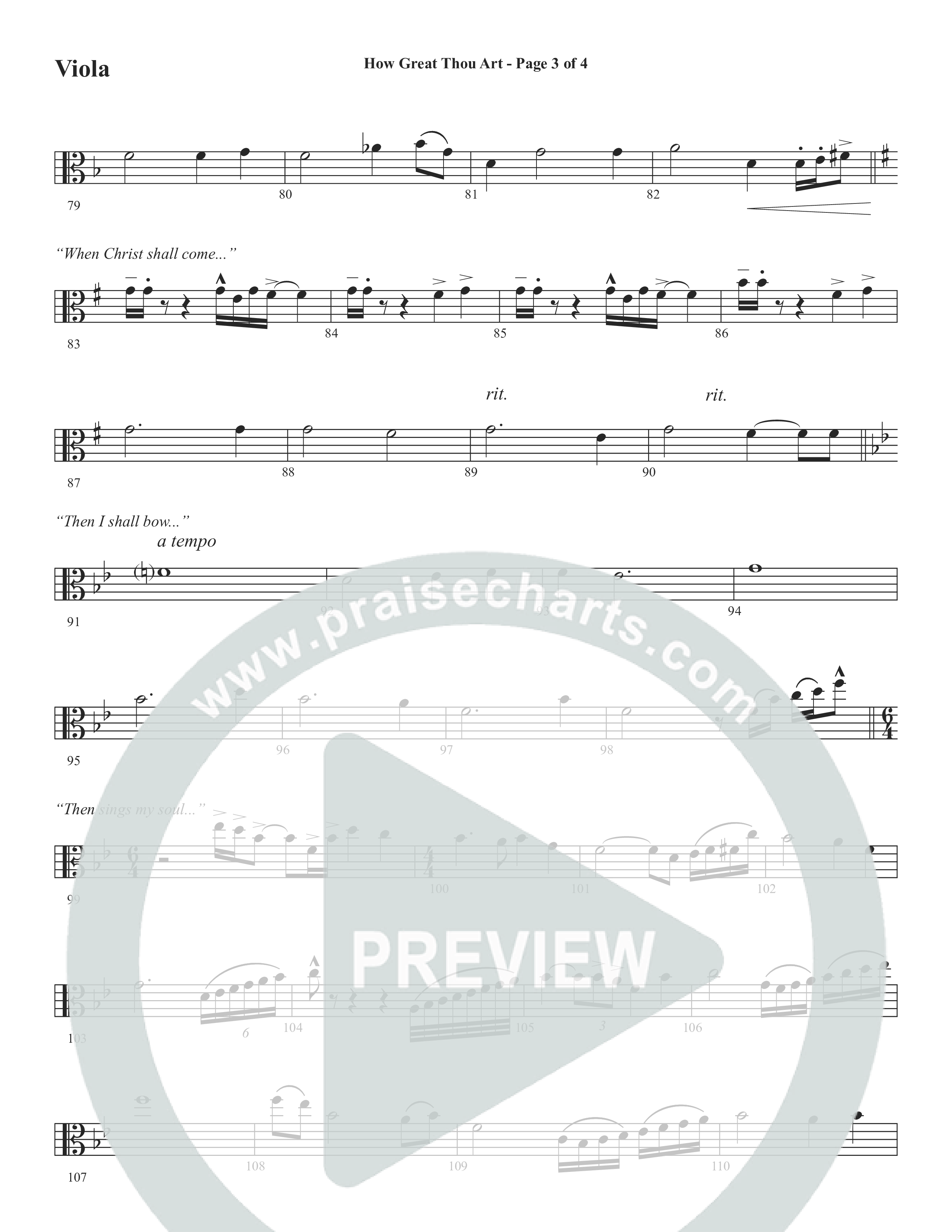 How Great Thou Art (Choral Anthem SATB) Viola (Word Music Choral / Arr. Tim Paul)