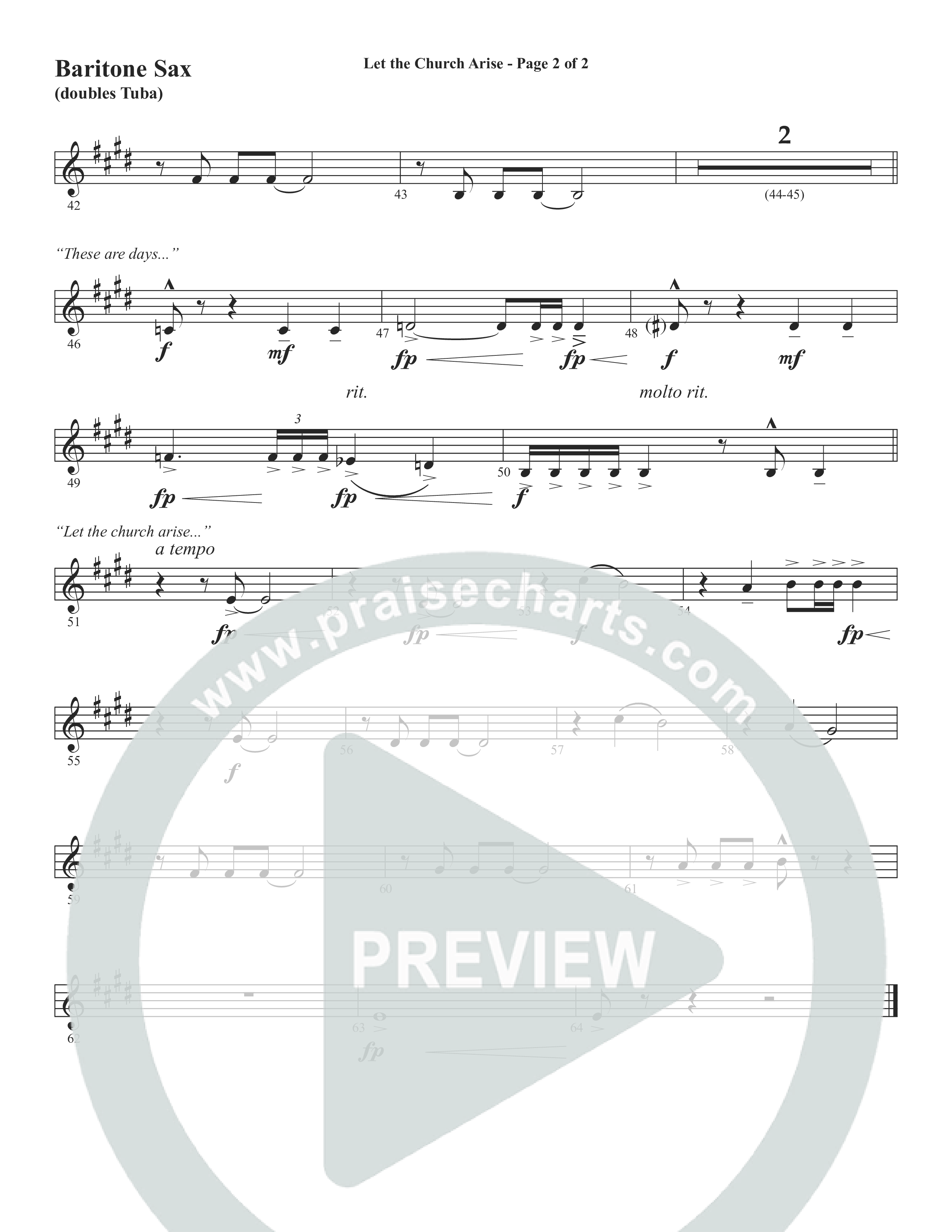 Let The Church Arise (Choral Anthem SATB) Bari Sax (Word Music Choral / Arr. Marty Hamby)