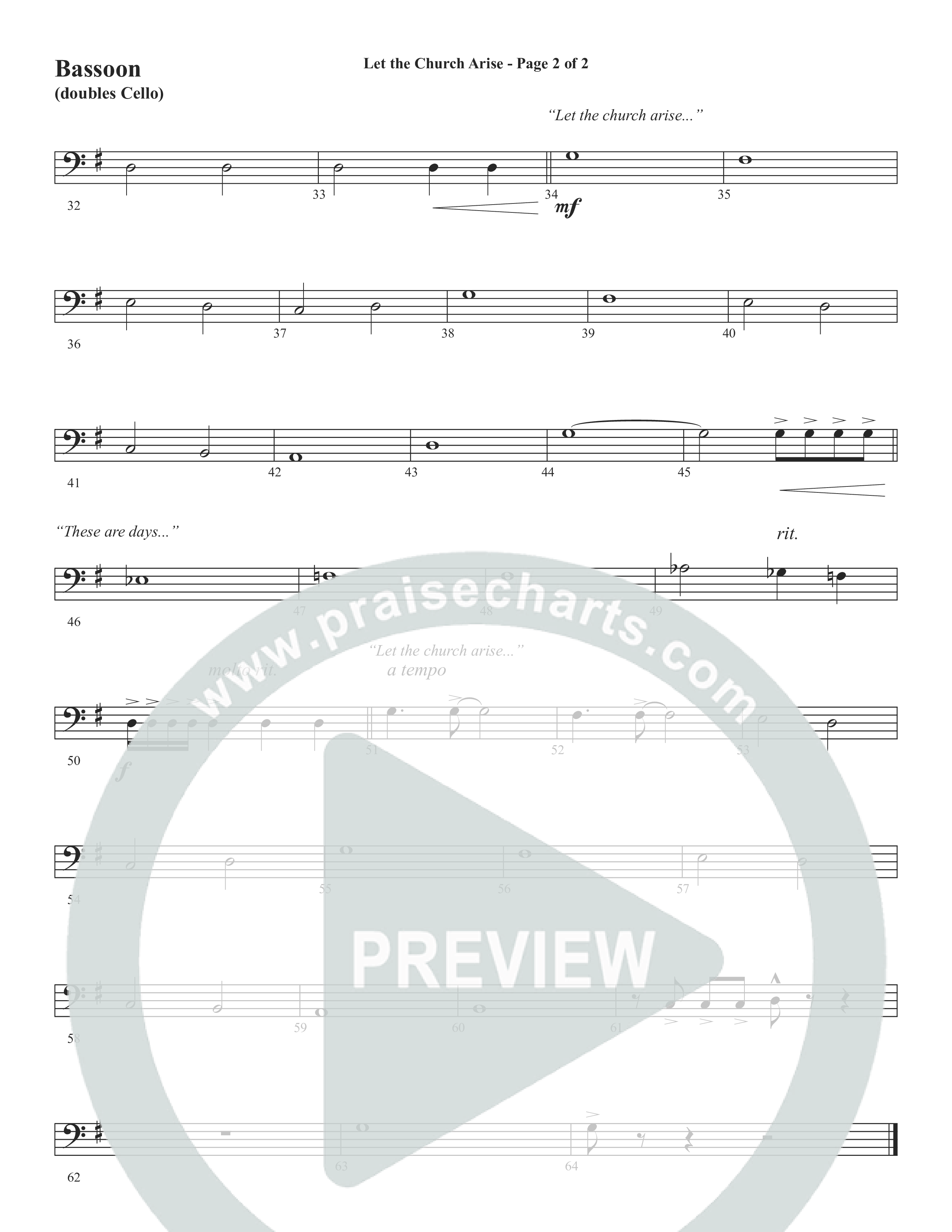 Let The Church Arise (Choral Anthem SATB) Bassoon (Word Music Choral / Arr. Marty Hamby)