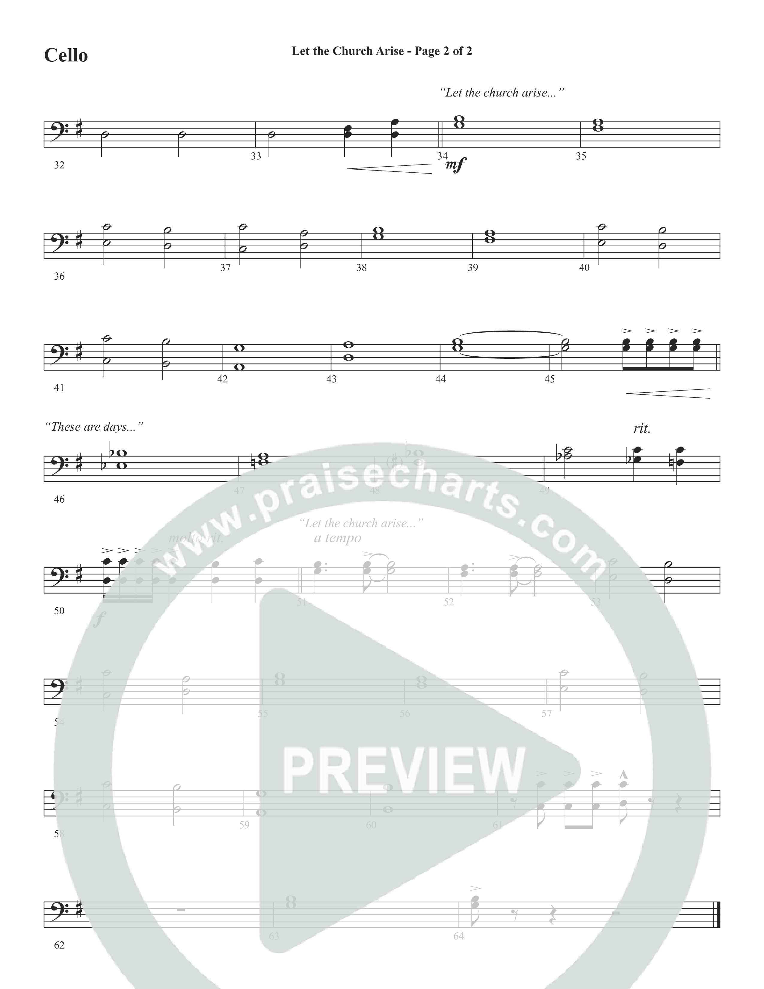 Let The Church Arise (Choral Anthem SATB) Cello (Word Music Choral / Arr. Marty Hamby)