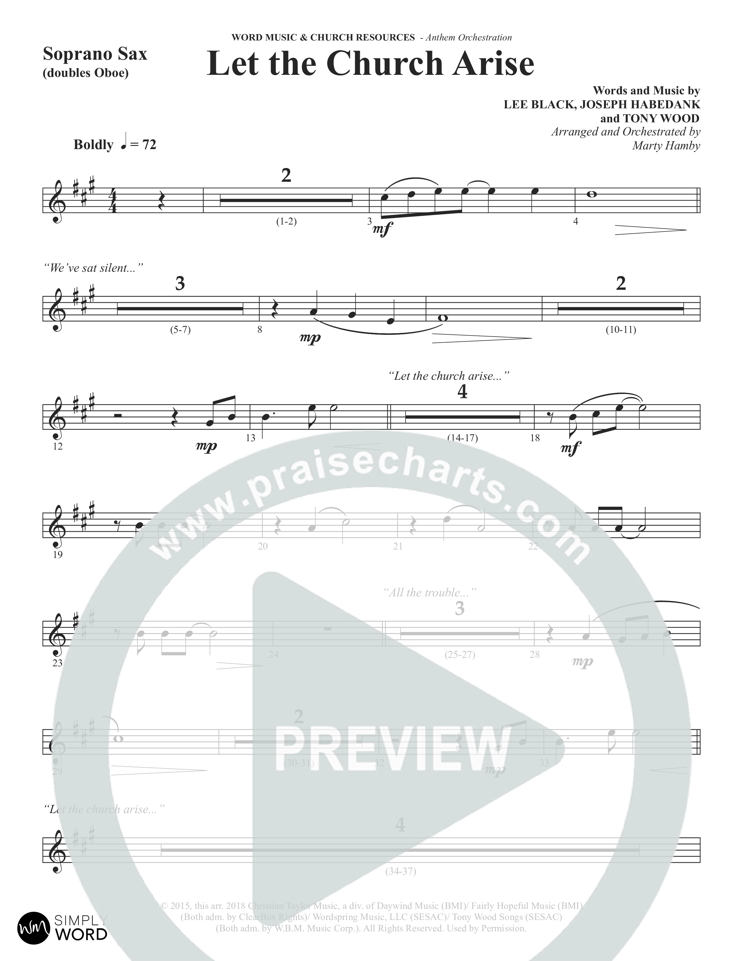 Let The Church Arise (Choral Anthem SATB) Soprano Sax (Word Music Choral / Arr. Marty Hamby)
