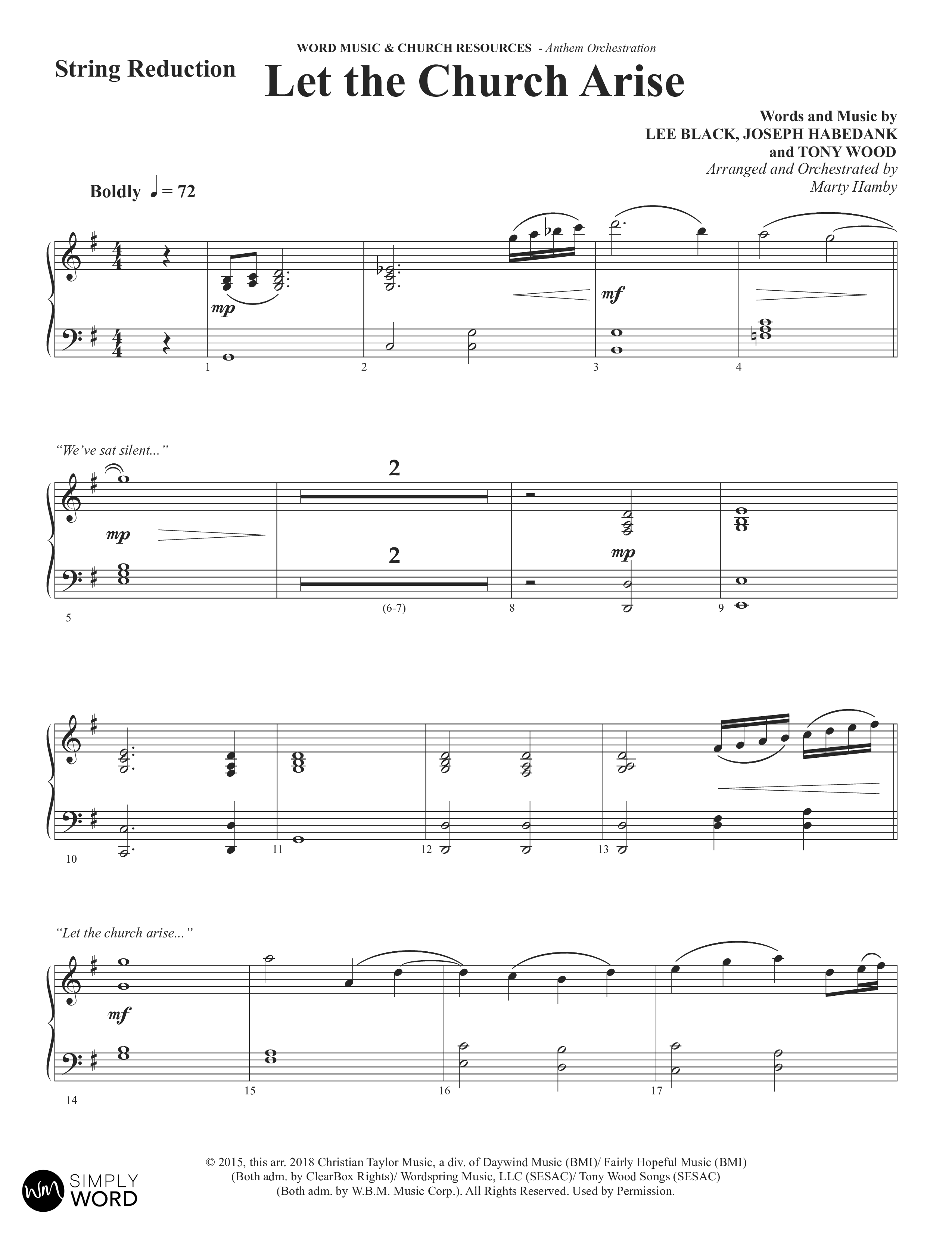 Let The Church Arise (Choral Anthem SATB) String Reduction (Word Music Choral / Arr. Marty Hamby)