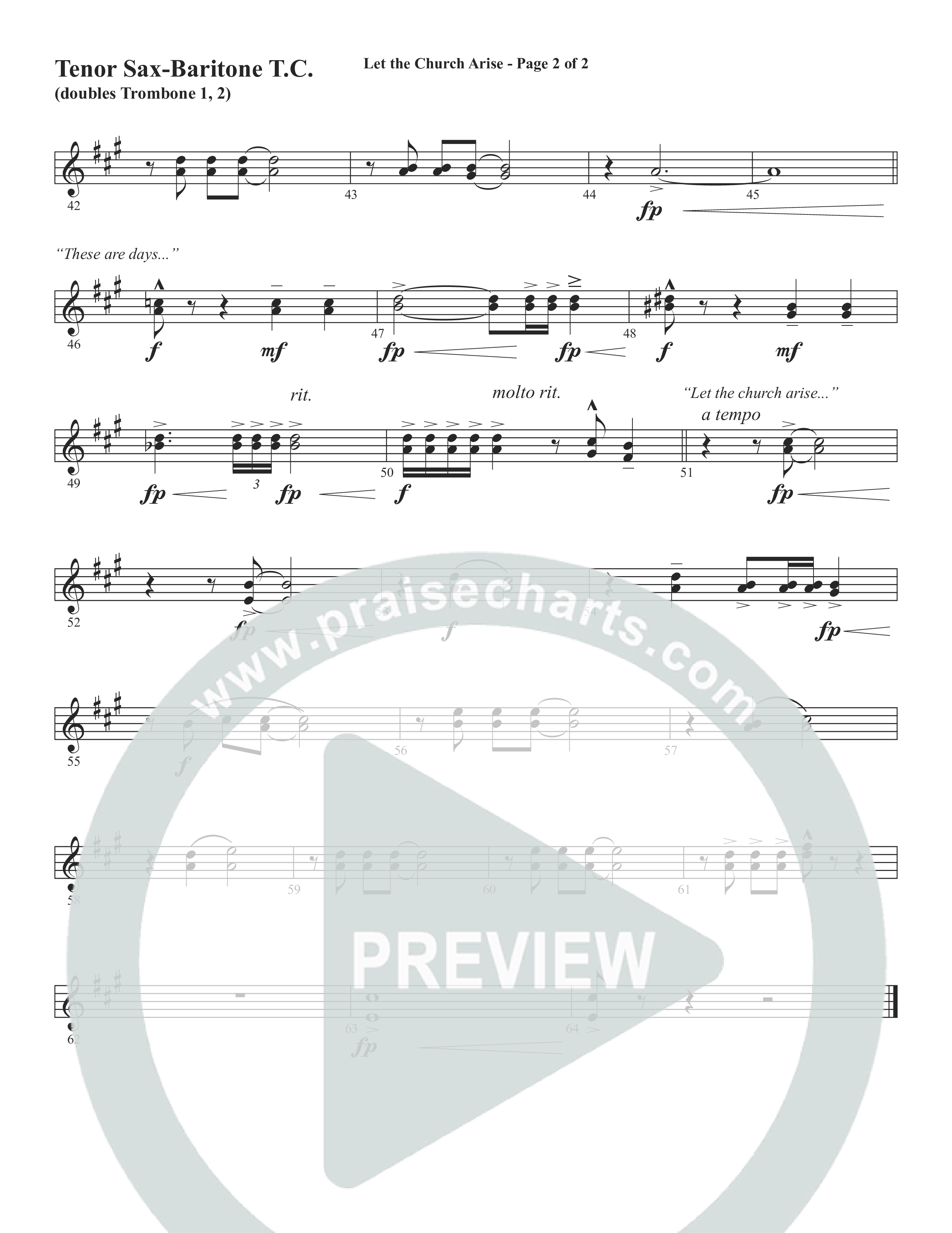Let The Church Arise (Choral Anthem SATB) Tenor Sax/Baritone T.C. (Word Music Choral / Arr. Marty Hamby)