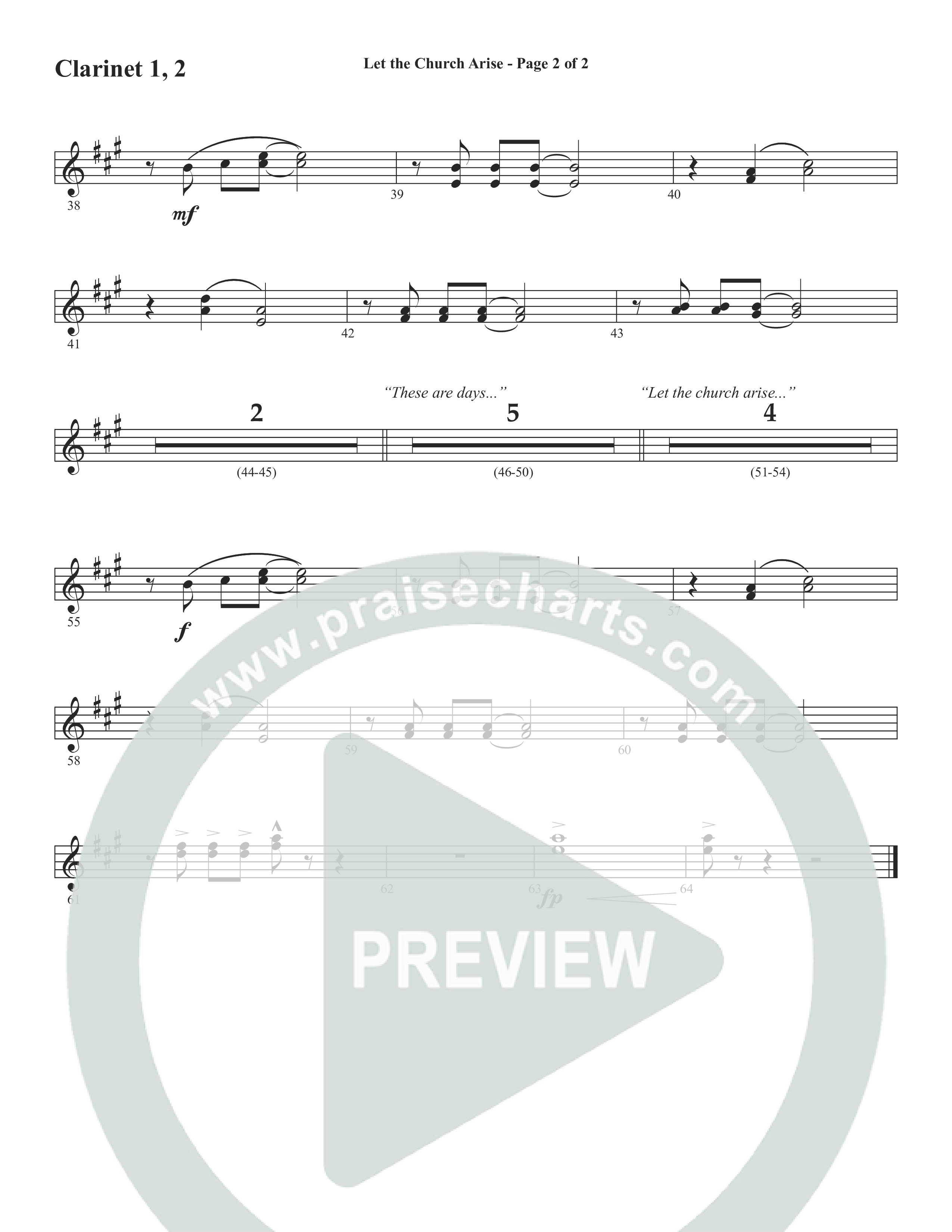 Let The Church Arise (Choral Anthem SATB) Clarinet 1/2 (Word Music Choral / Arr. Marty Hamby)