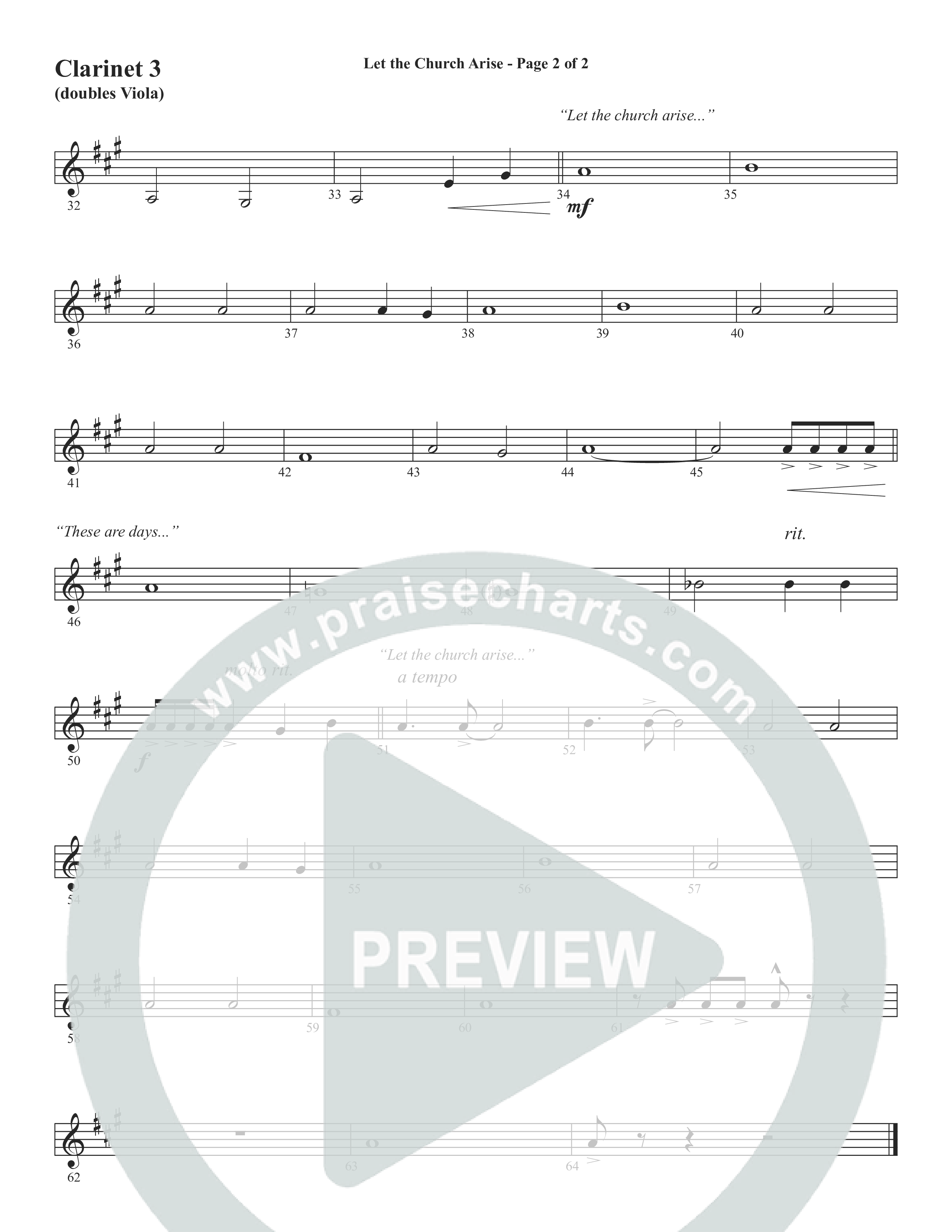 Let The Church Arise (Choral Anthem SATB) Clarinet 3 (Word Music Choral / Arr. Marty Hamby)