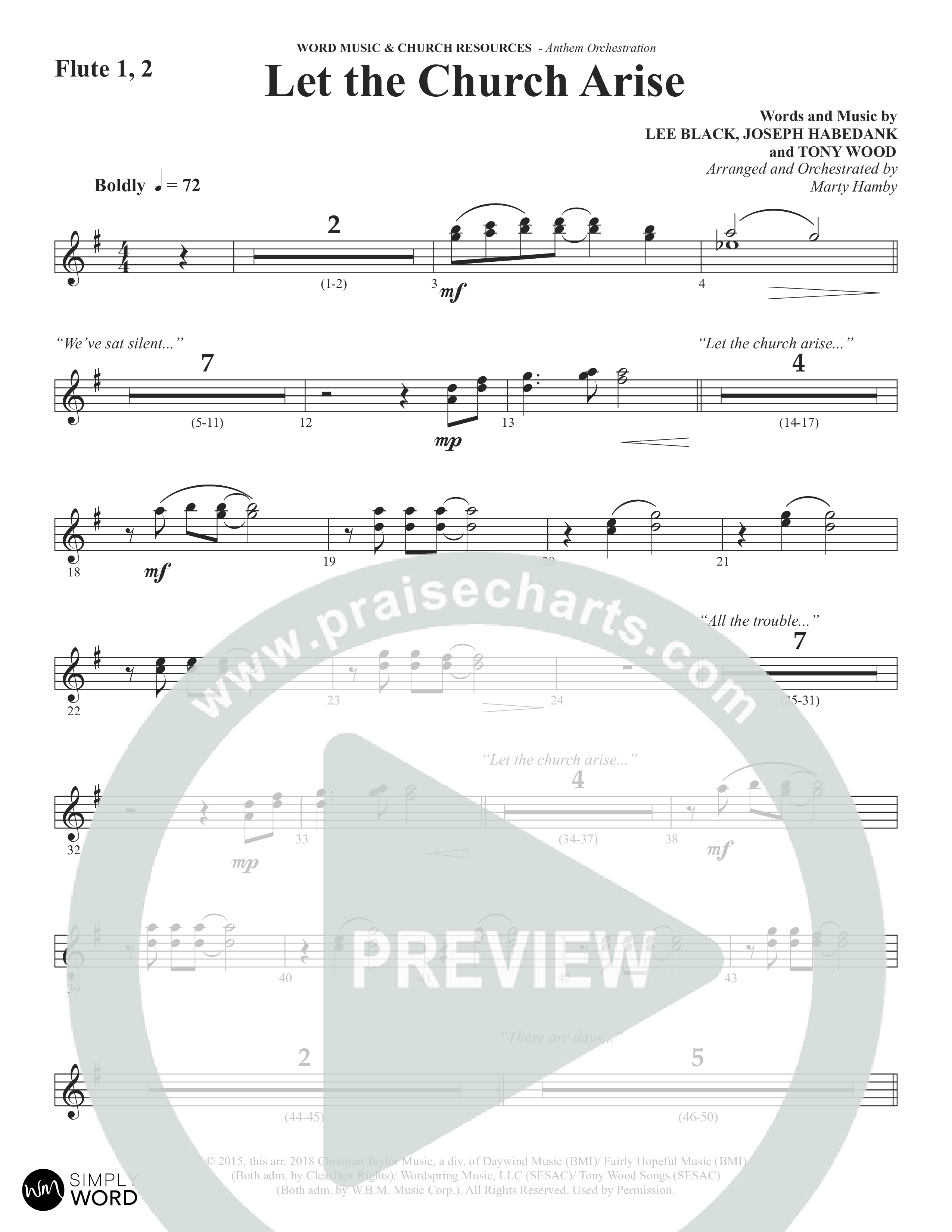 Let The Church Arise (Choral Anthem SATB) Flute 1/2 (Word Music Choral / Arr. Marty Hamby)