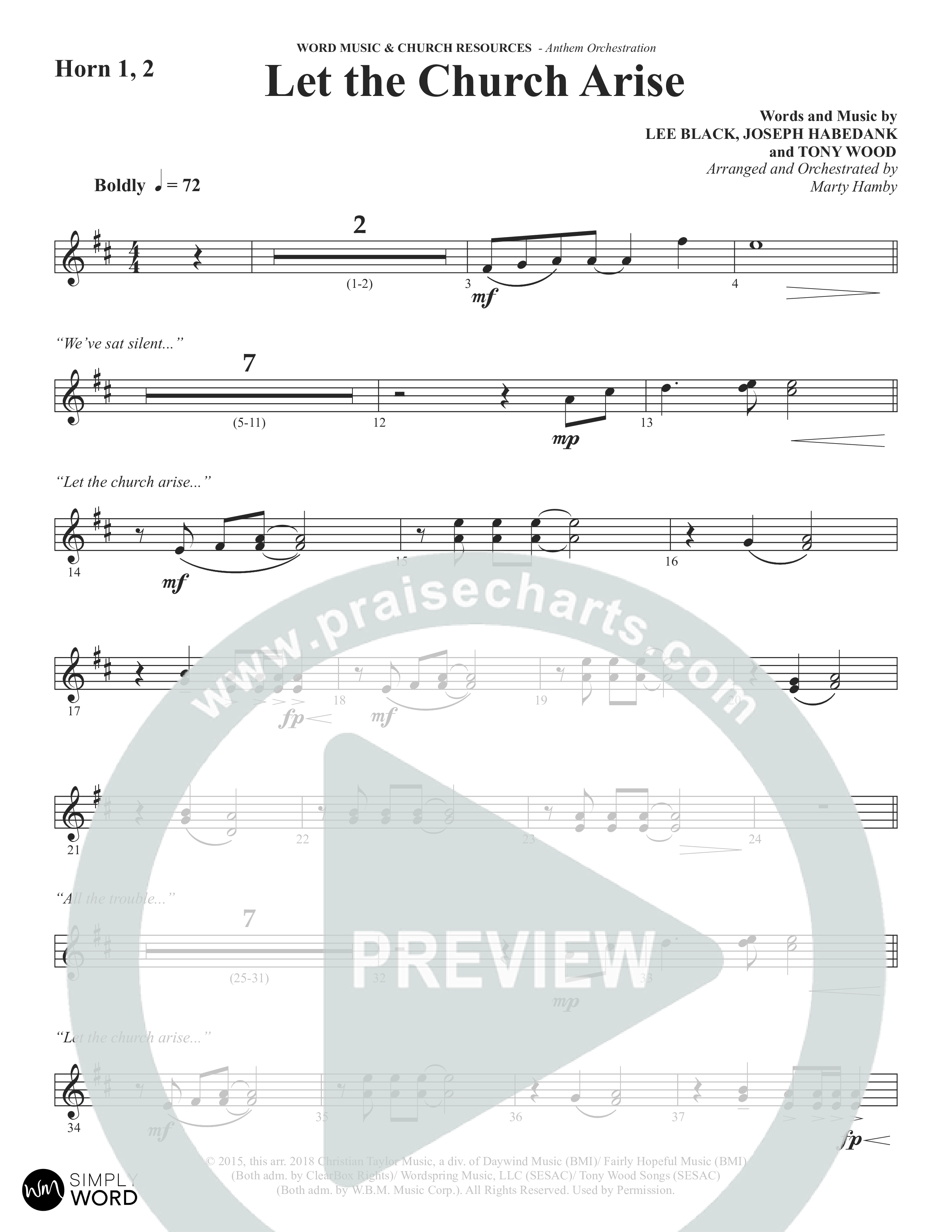 Let The Church Arise (Choral Anthem SATB) French Horn (Word Music Choral / Arr. Marty Hamby)